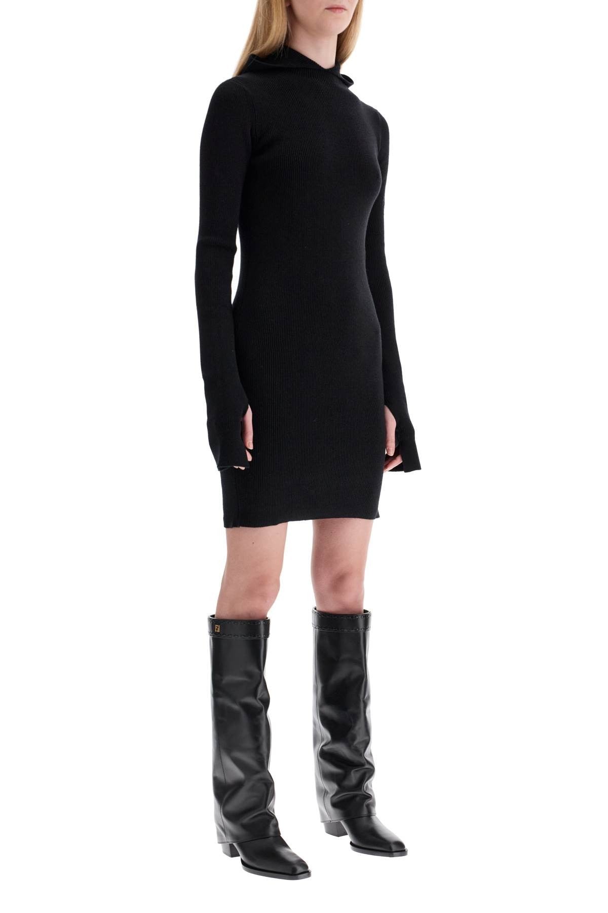 fitted mini dress with hood