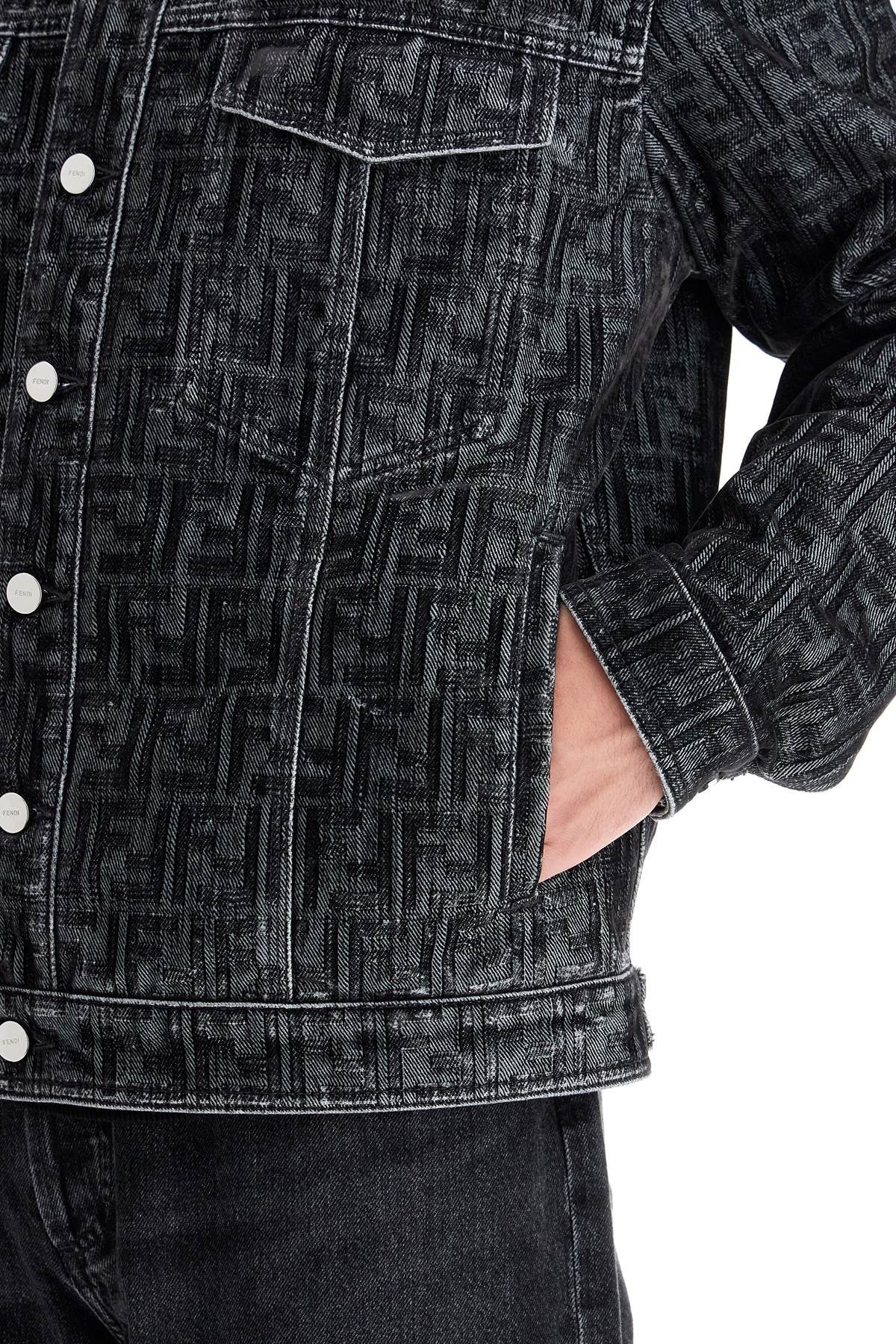 "flocked denim ff jacket"