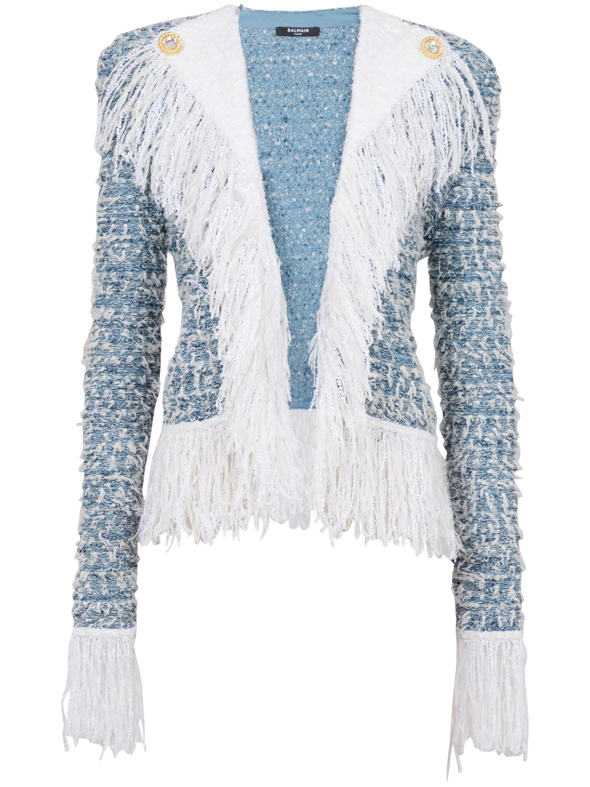 Fringed Denim Tweed Jacket