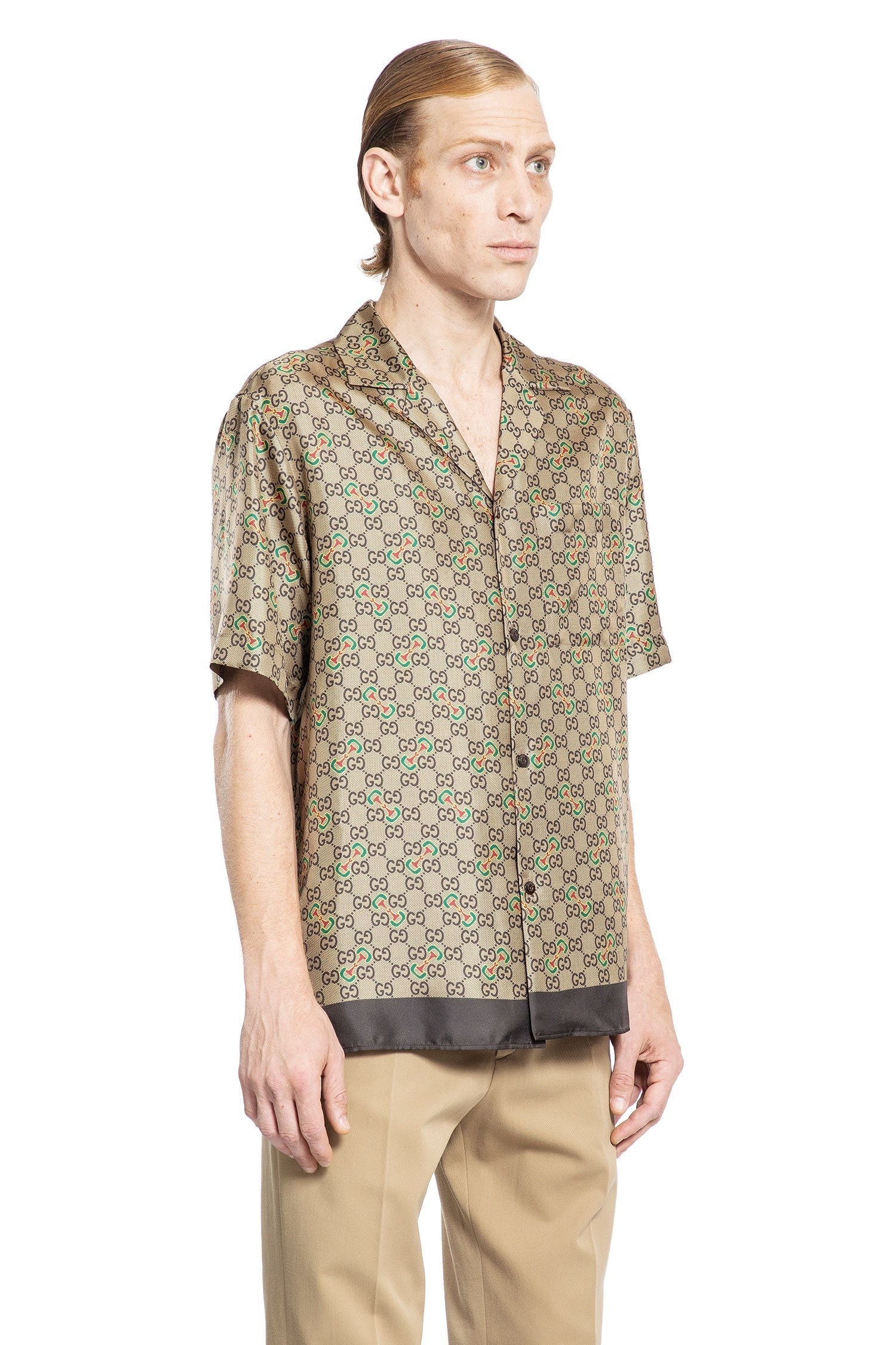Gg Horsebit Print Silk Shirt