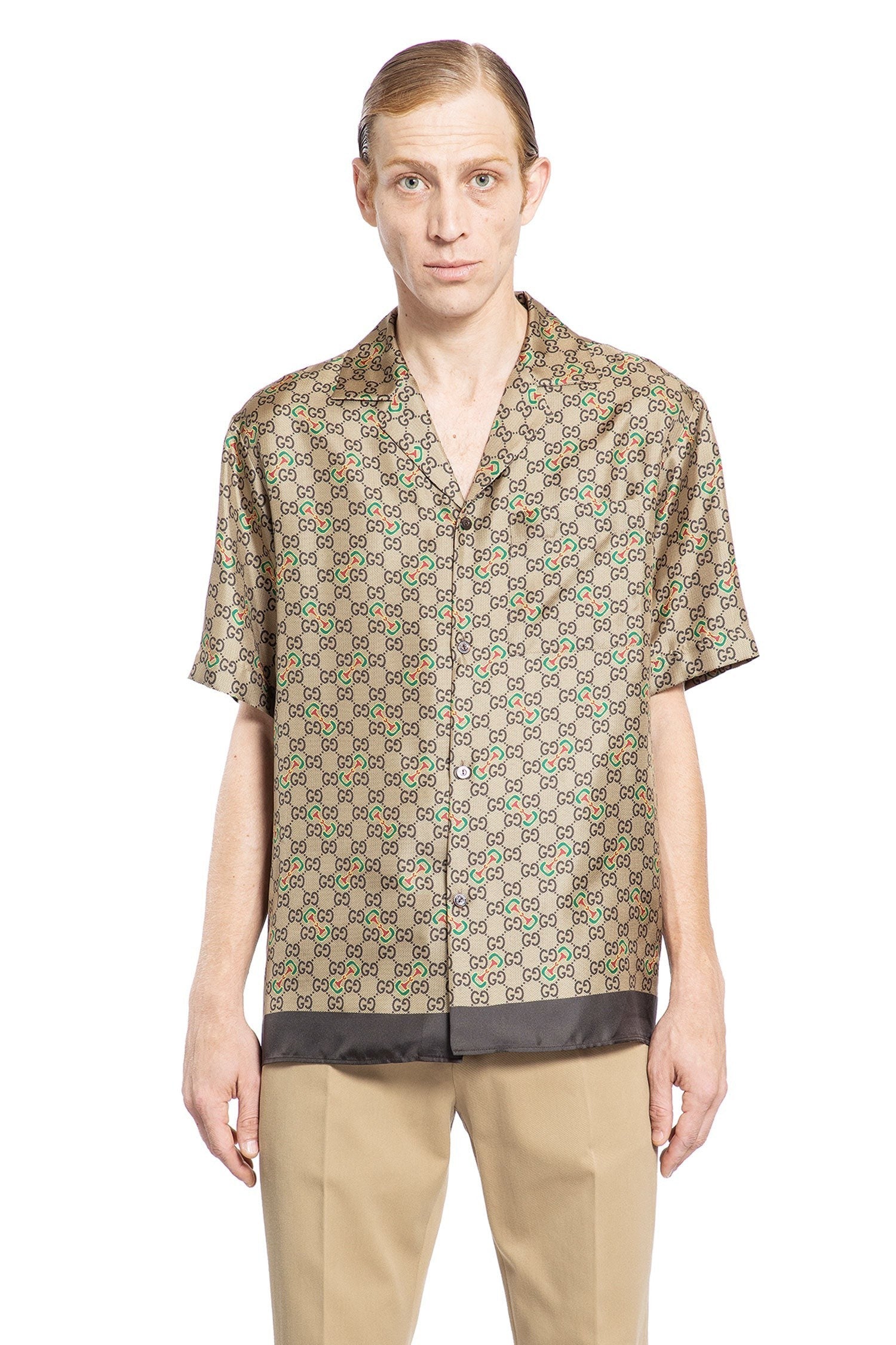 Gg Horsebit Print Silk Shirt