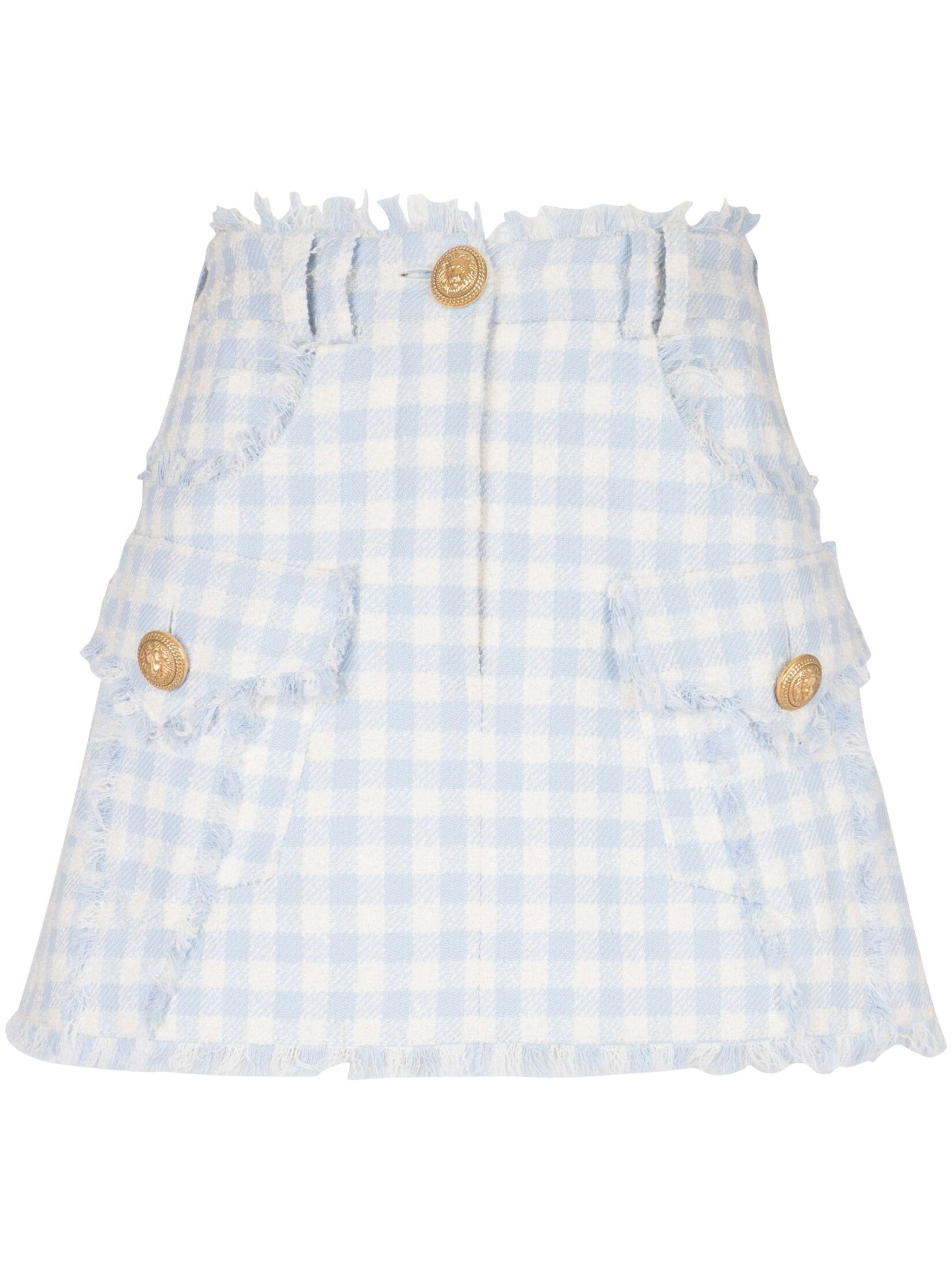 Gingham-Pattern A-Line Skirt