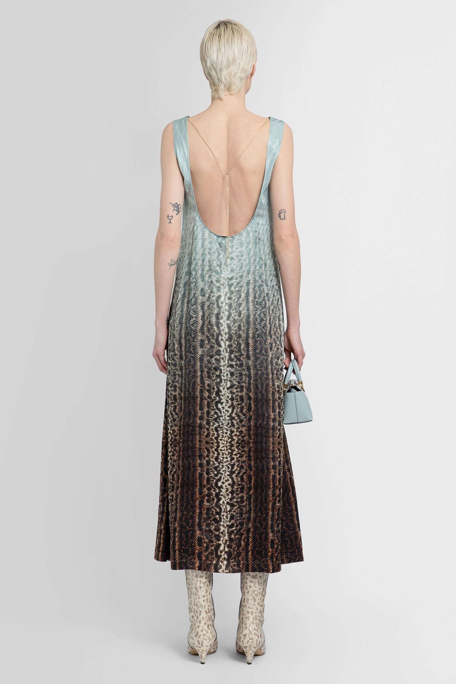 Gradient Snake Print Dress In Silk