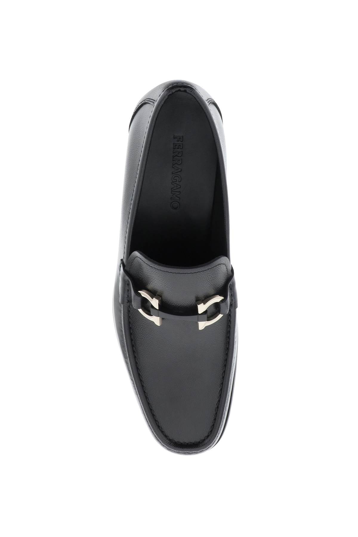 grained leather loafers with gancini