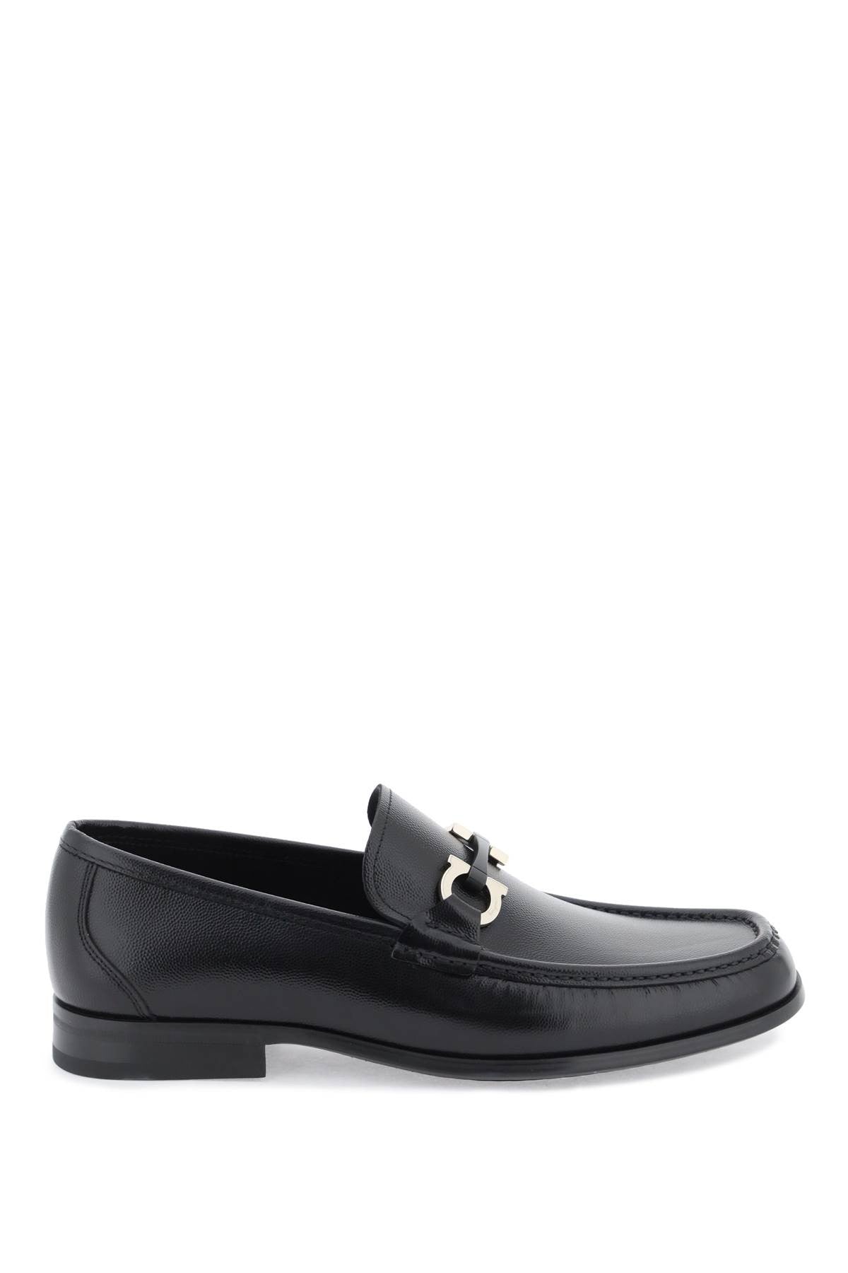 grained leather loafers with gancini