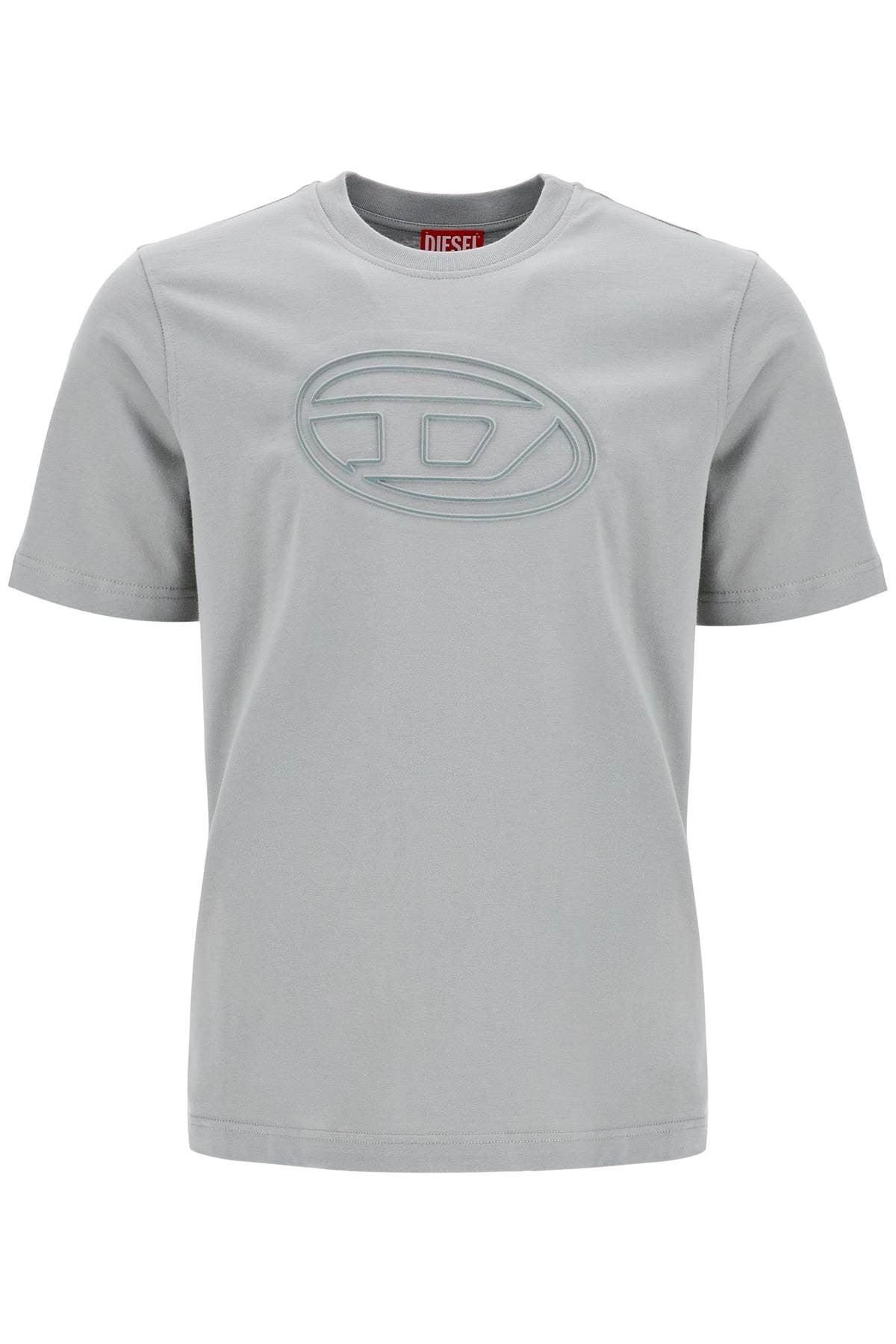 gray cotton t-shirt with raised logo