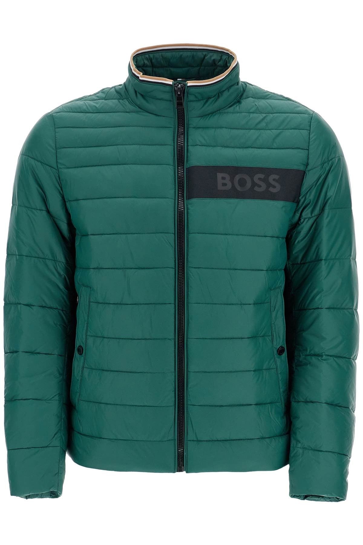 green down jacket with high collar regular fit and zip