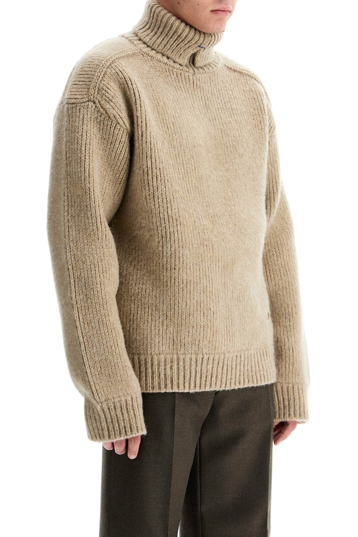 high-neck wool and cashmere pullover sweater