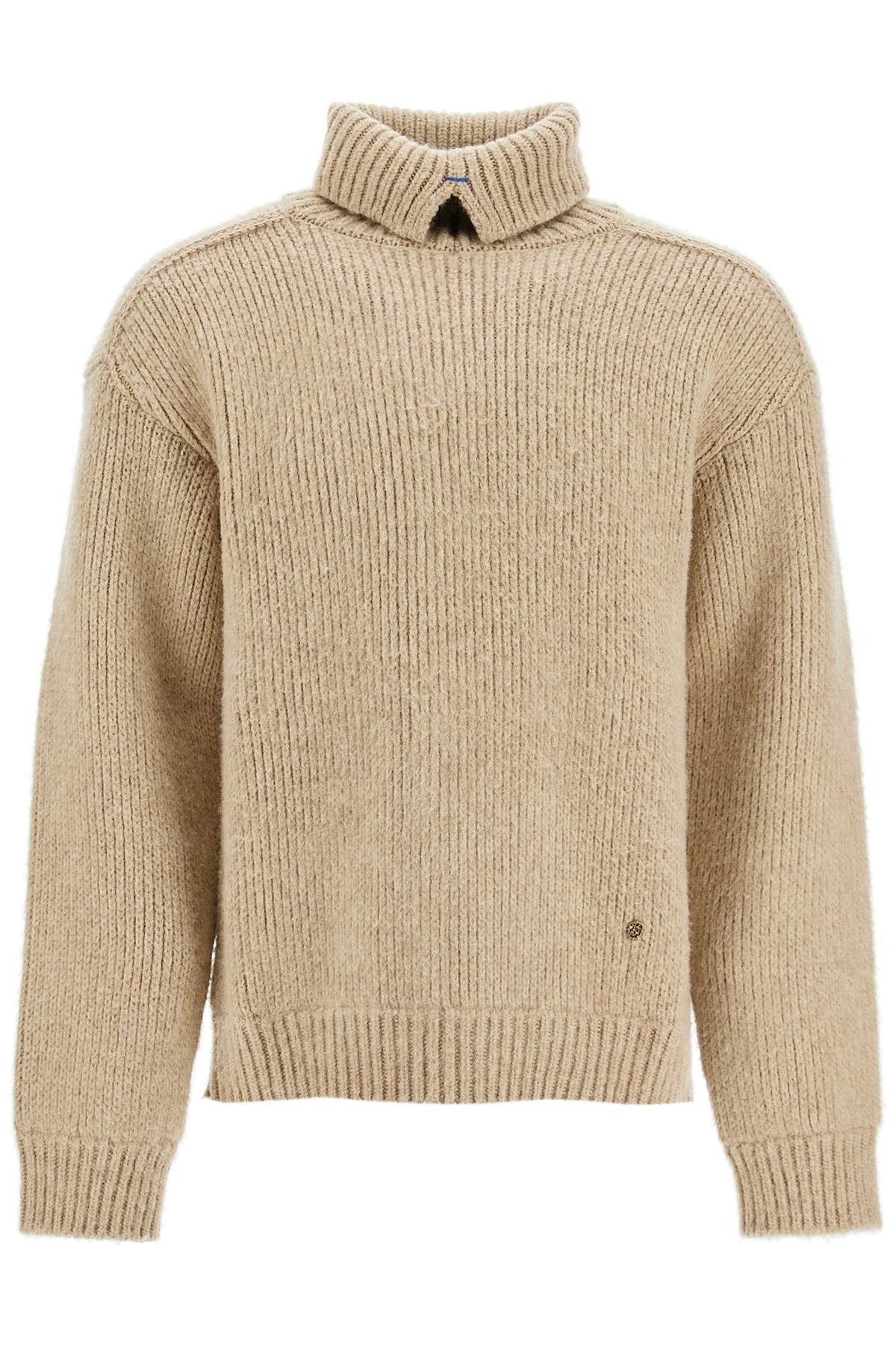 high-neck wool and cashmere pullover sweater
