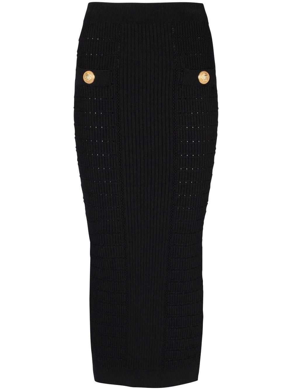 Hw 2Btn Knit Midi Skirt