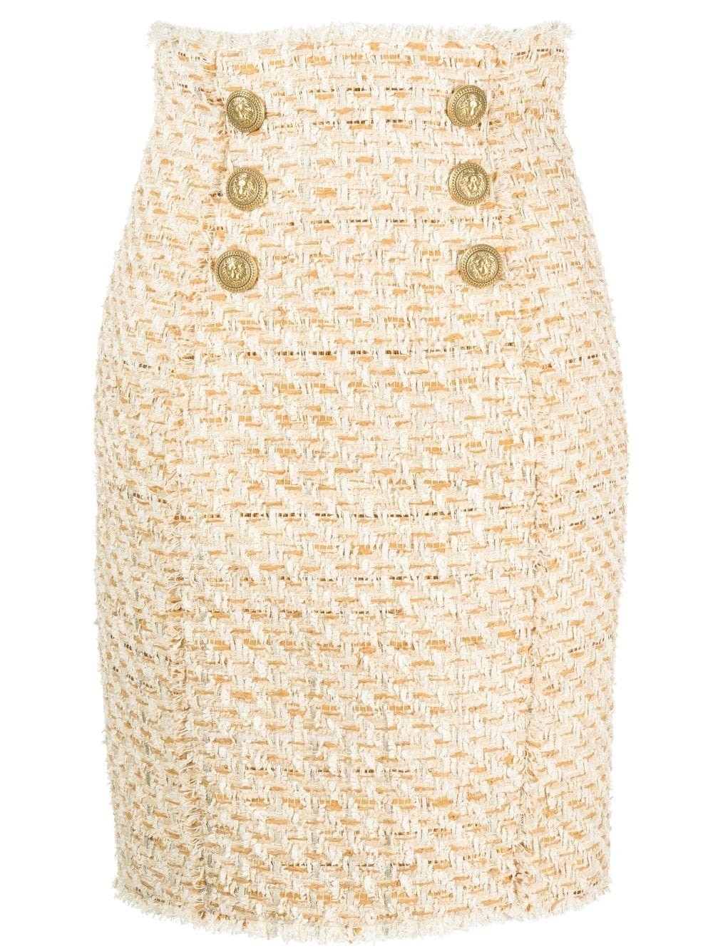 Hw 6 Btn Tweed Short Skirt