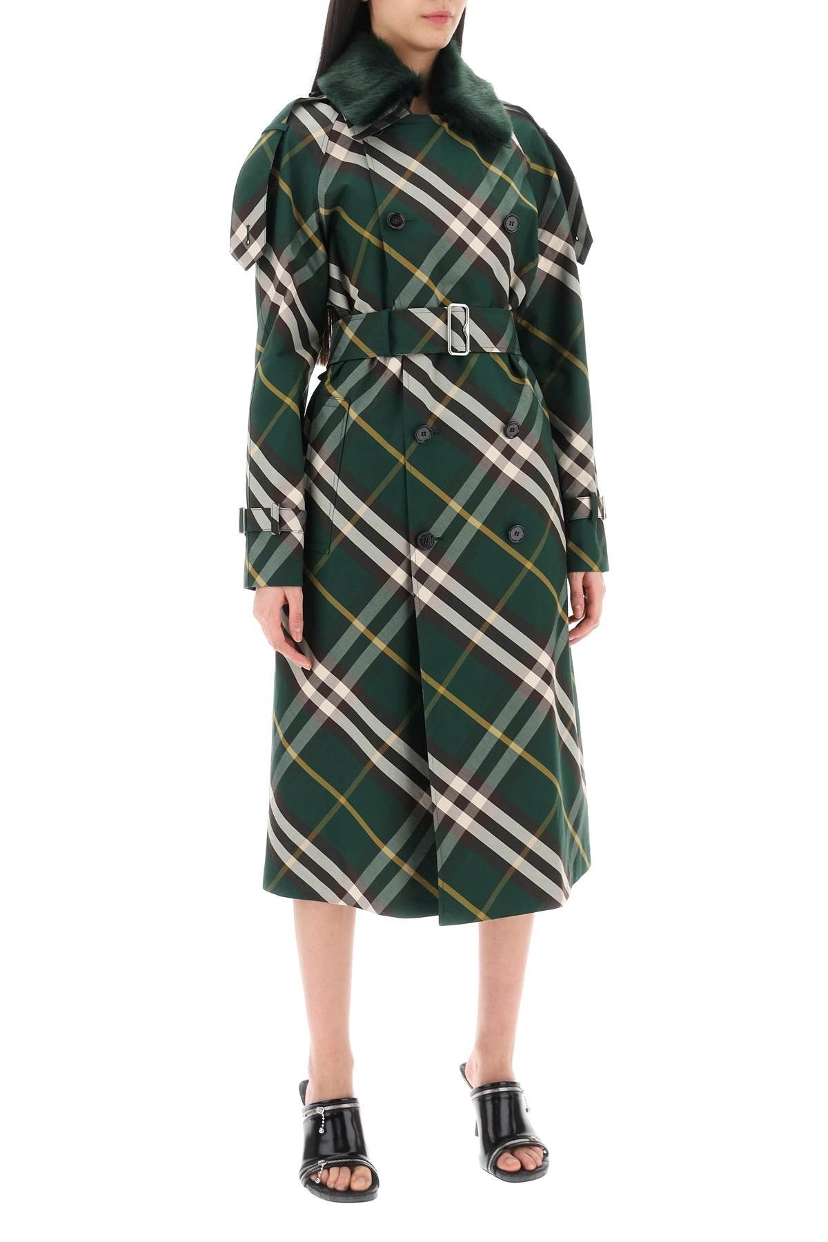 kensington trench coat with check pattern