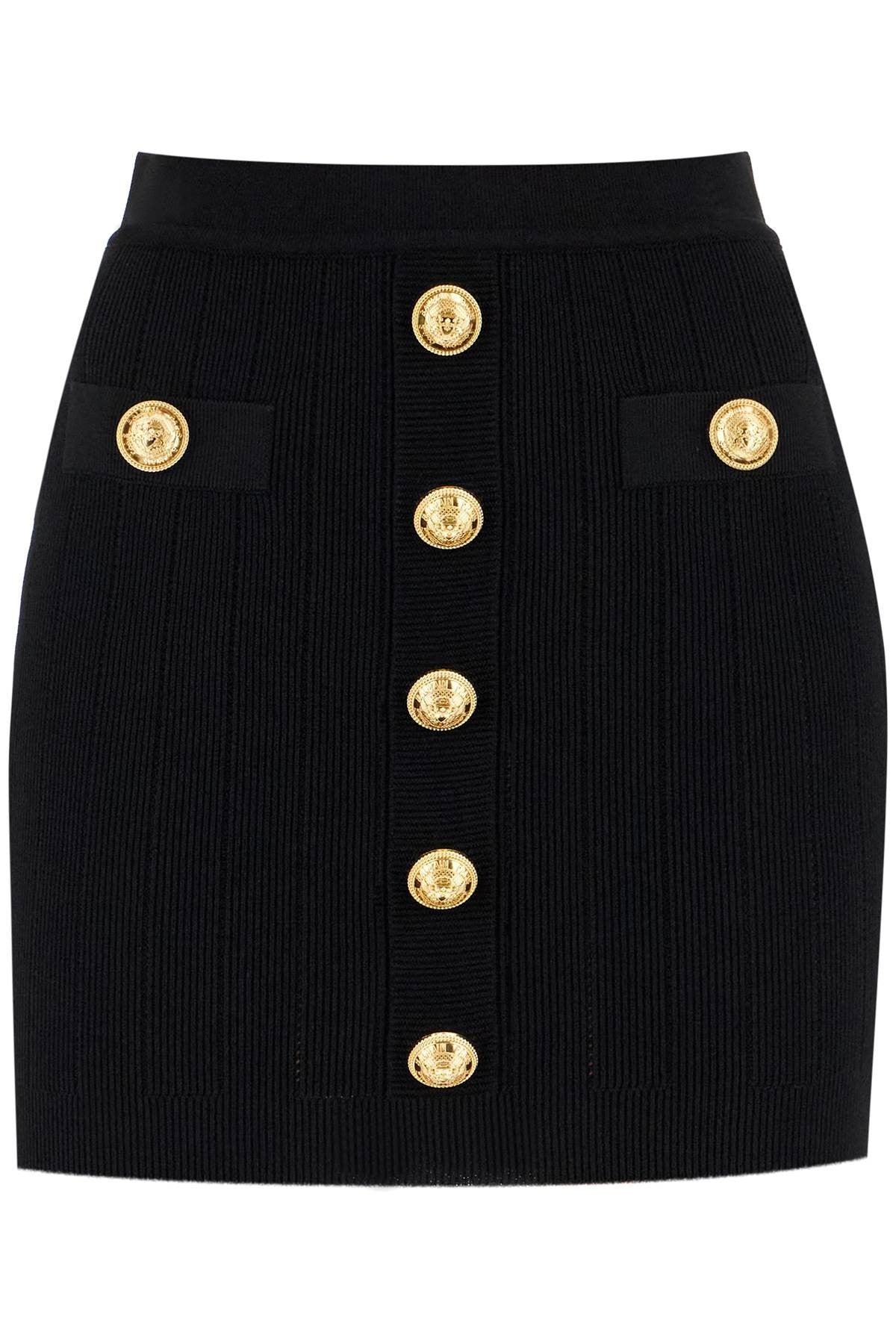 knitted mini skirt with embossed buttons