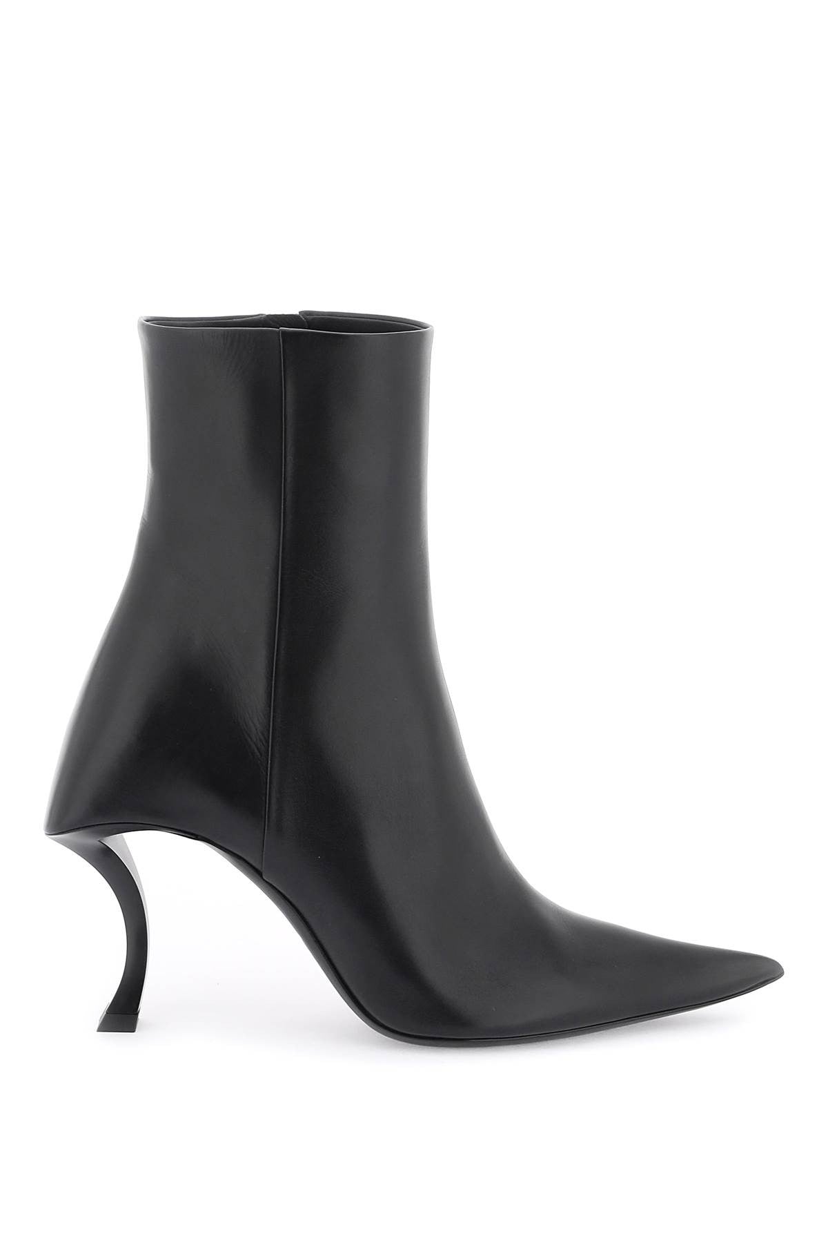 leather hourglass ankle boots