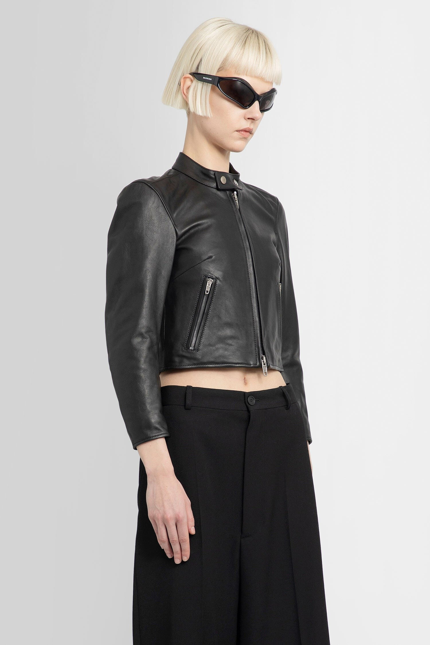 leather micro racer jacket