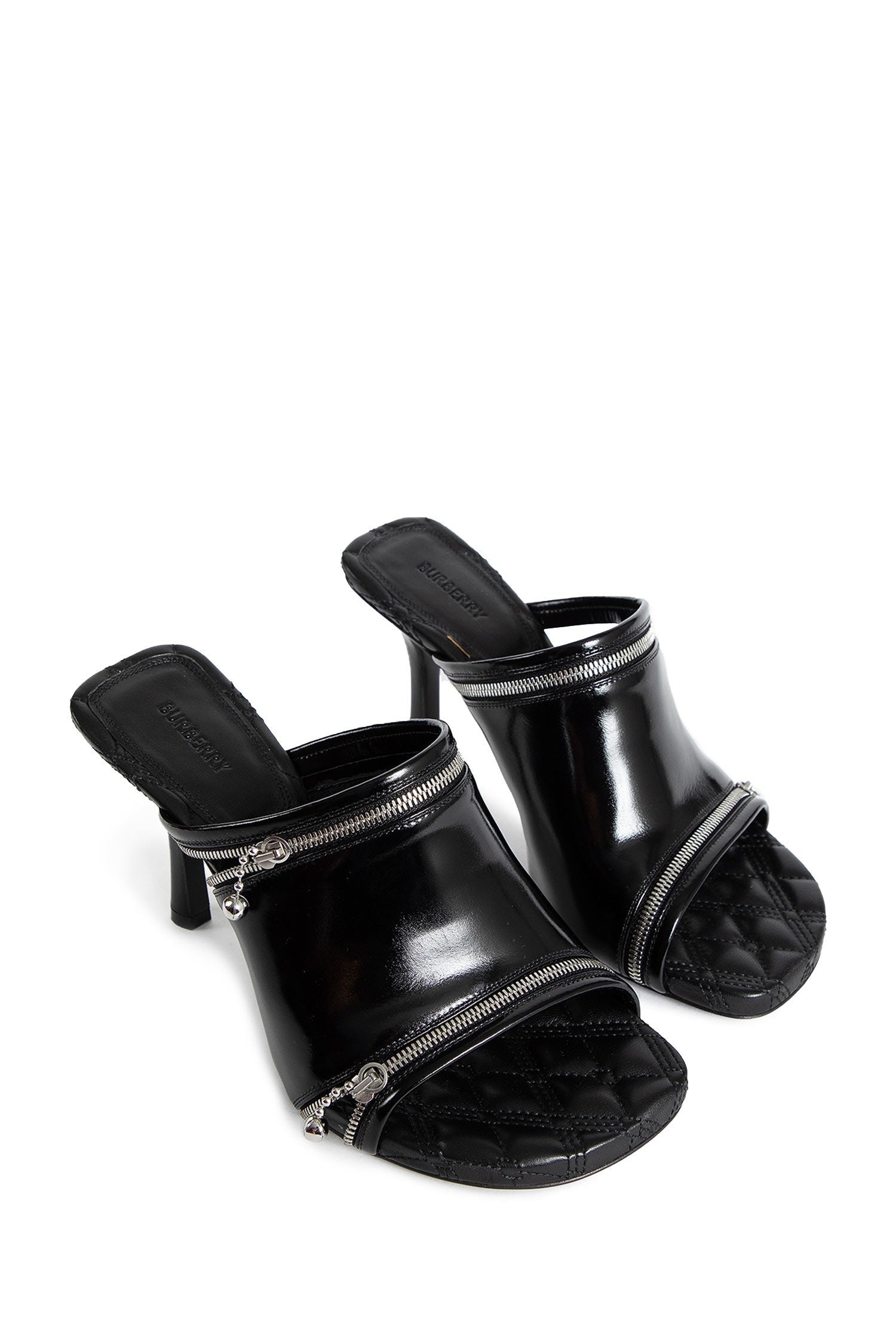 Leather Peep 85 Mules