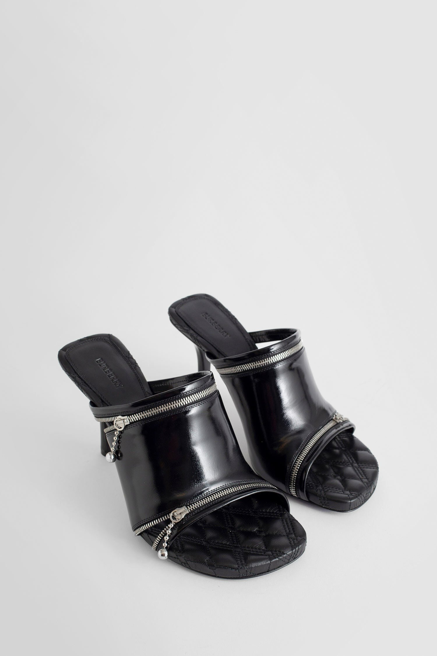 Leather Peep 85 Mules
