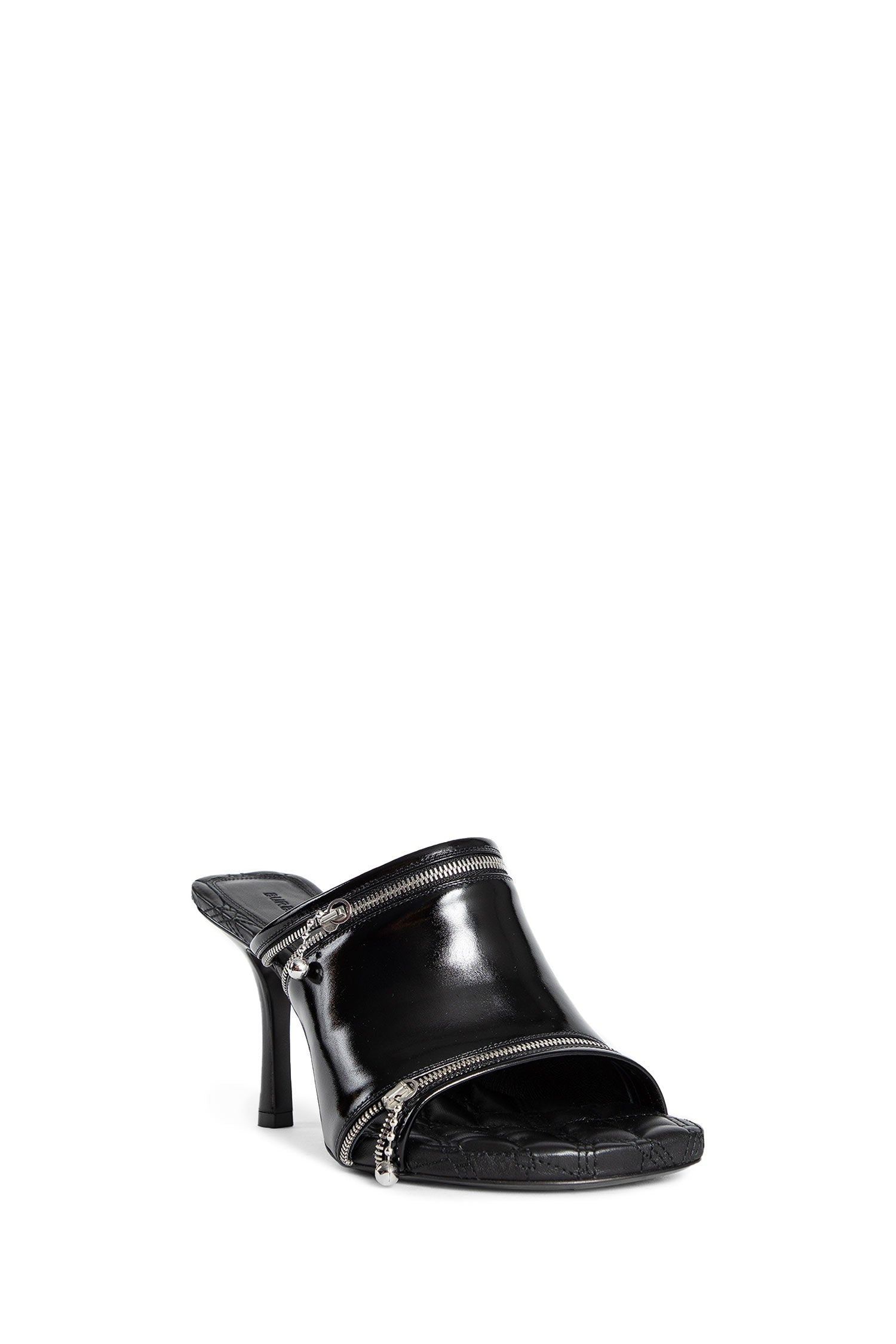 Leather Peep 85 Mules