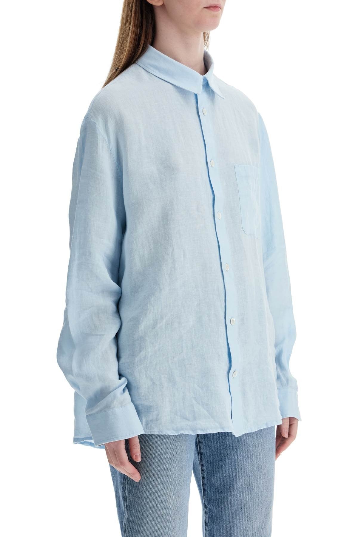 light blue linen shirt wide fit