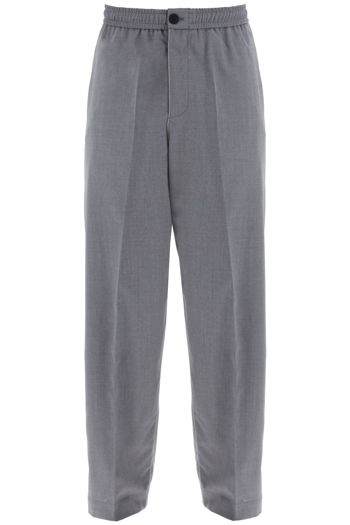 lightweight virgin wool tailored trousers in canvas fabric