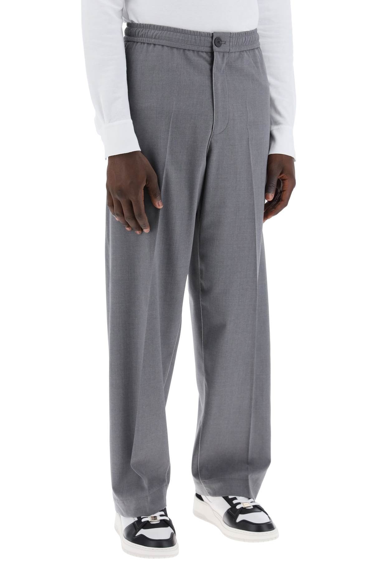 lightweight virgin wool tailored trousers in canvas fabric