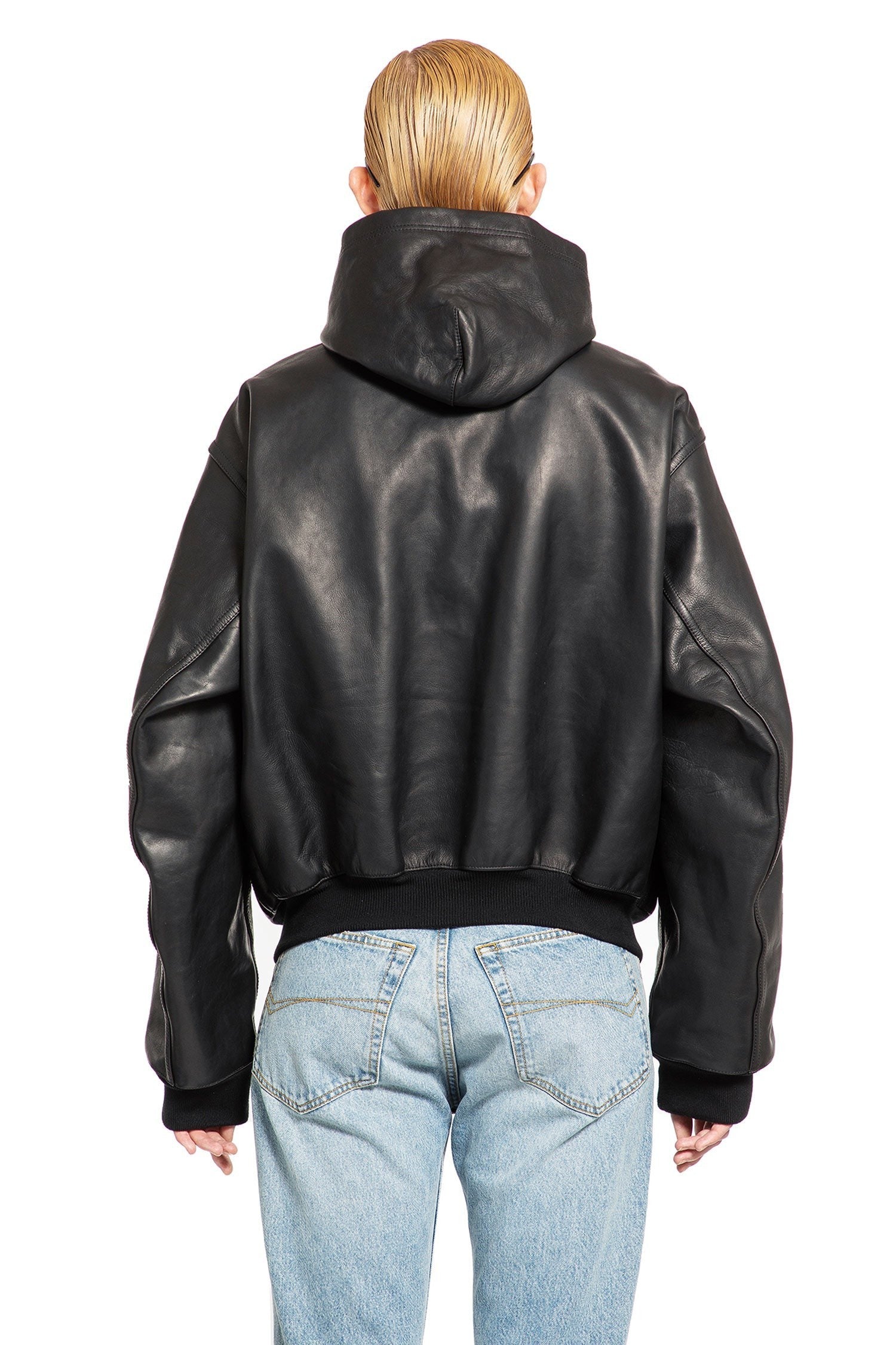 Lined Zip-Up Hoodie Large Fit In Shiny Cowskin