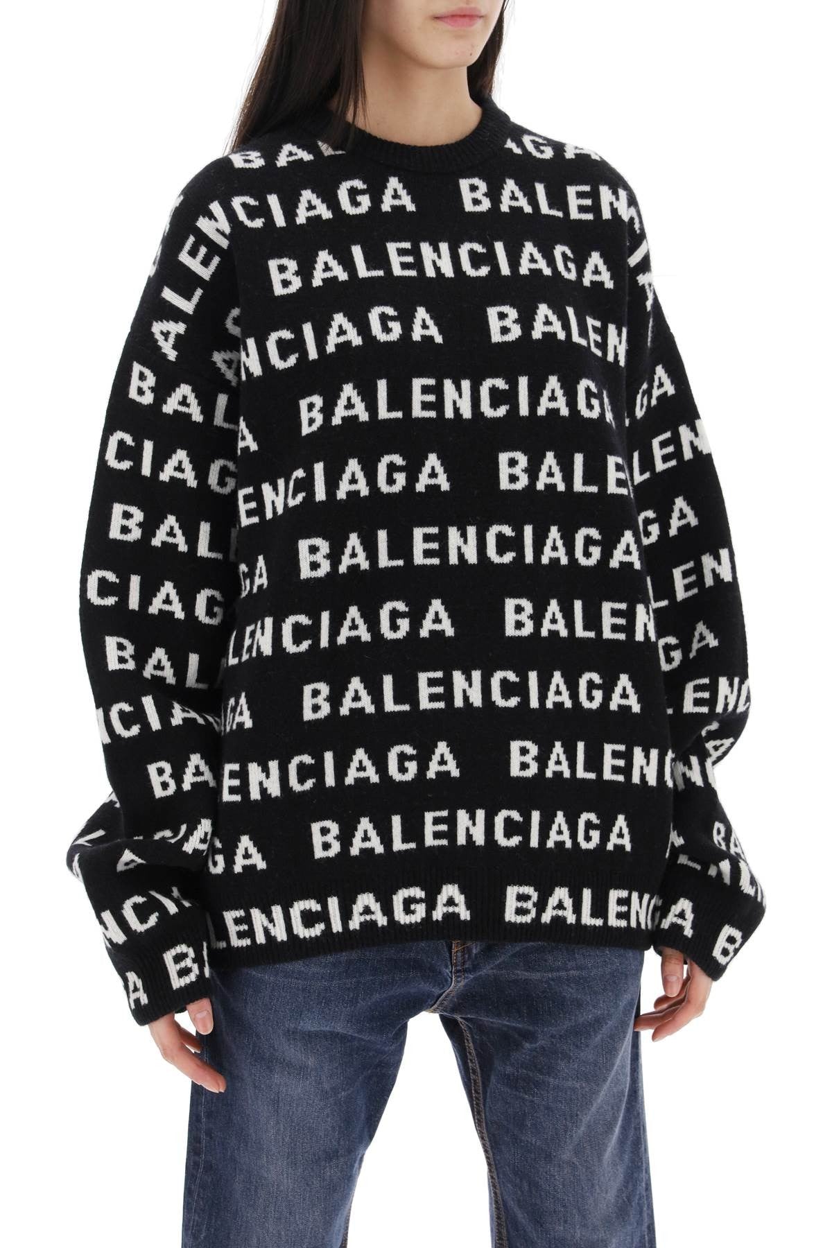 "logo all over print pullover