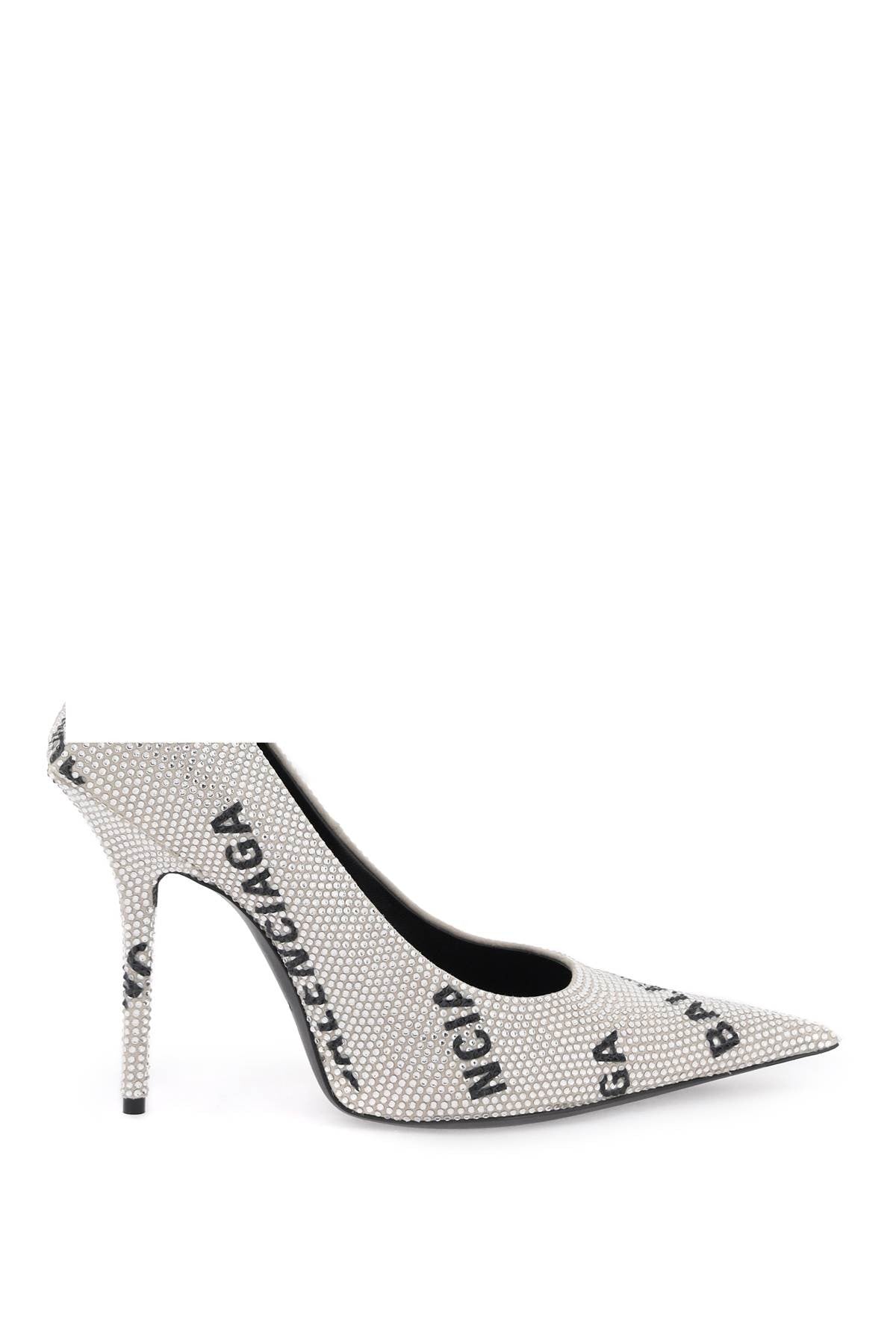 logoed square knife pumps with rhinestones