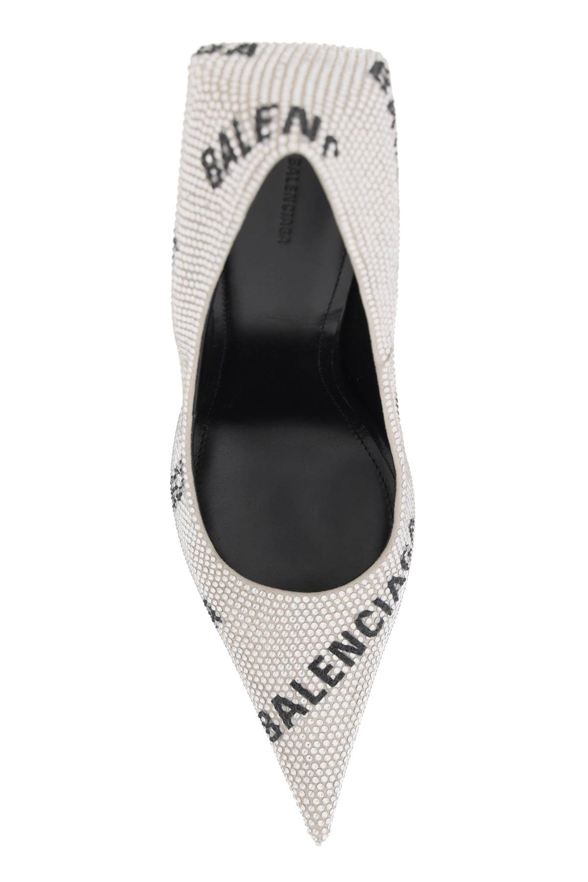 logoed square knife pumps with rhinestones