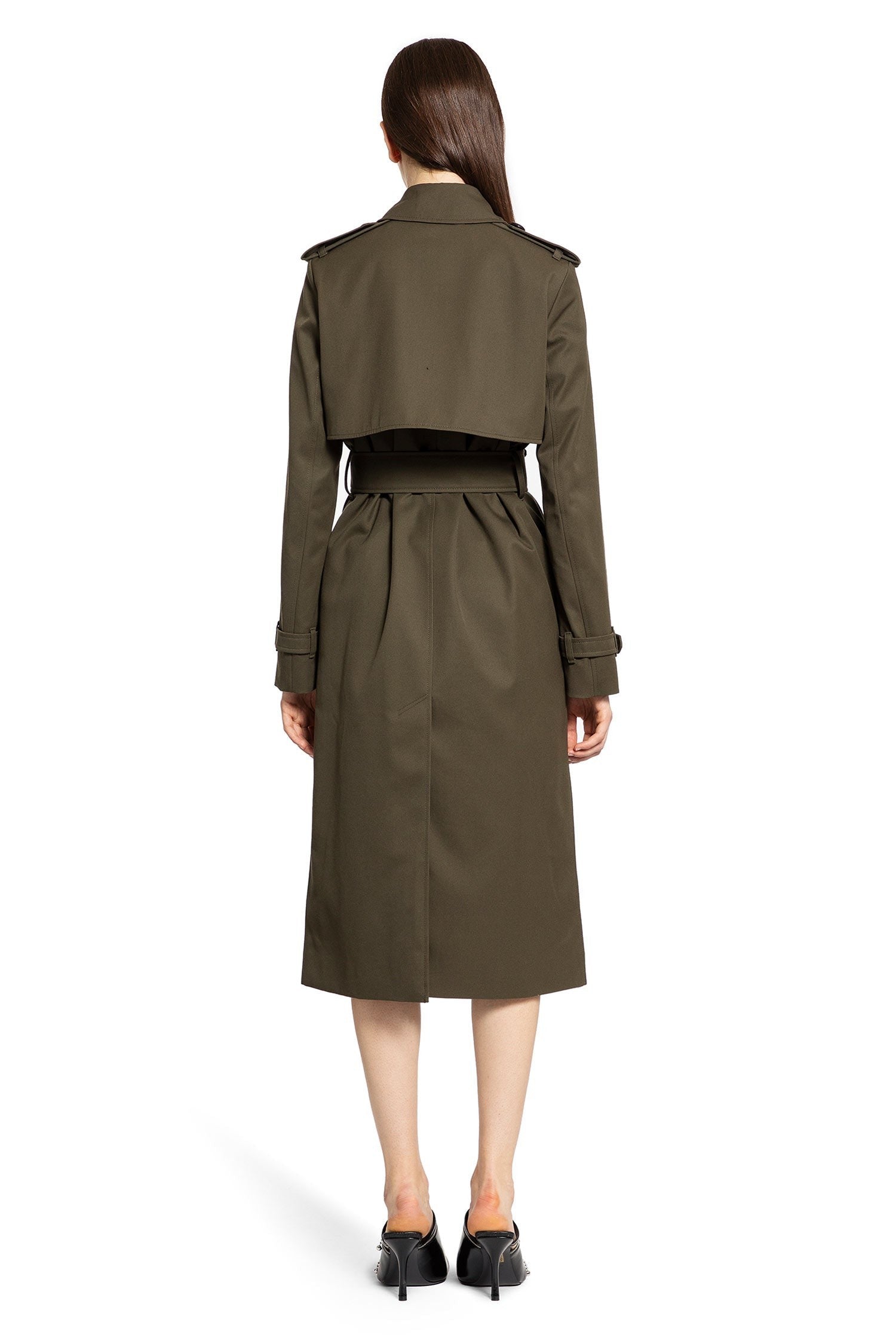 Long Cotton Blend Trench Coat