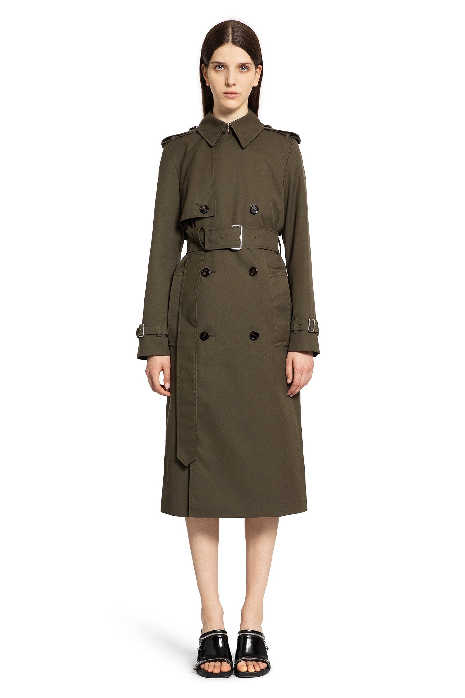 Long Cotton Blend Trench Coat