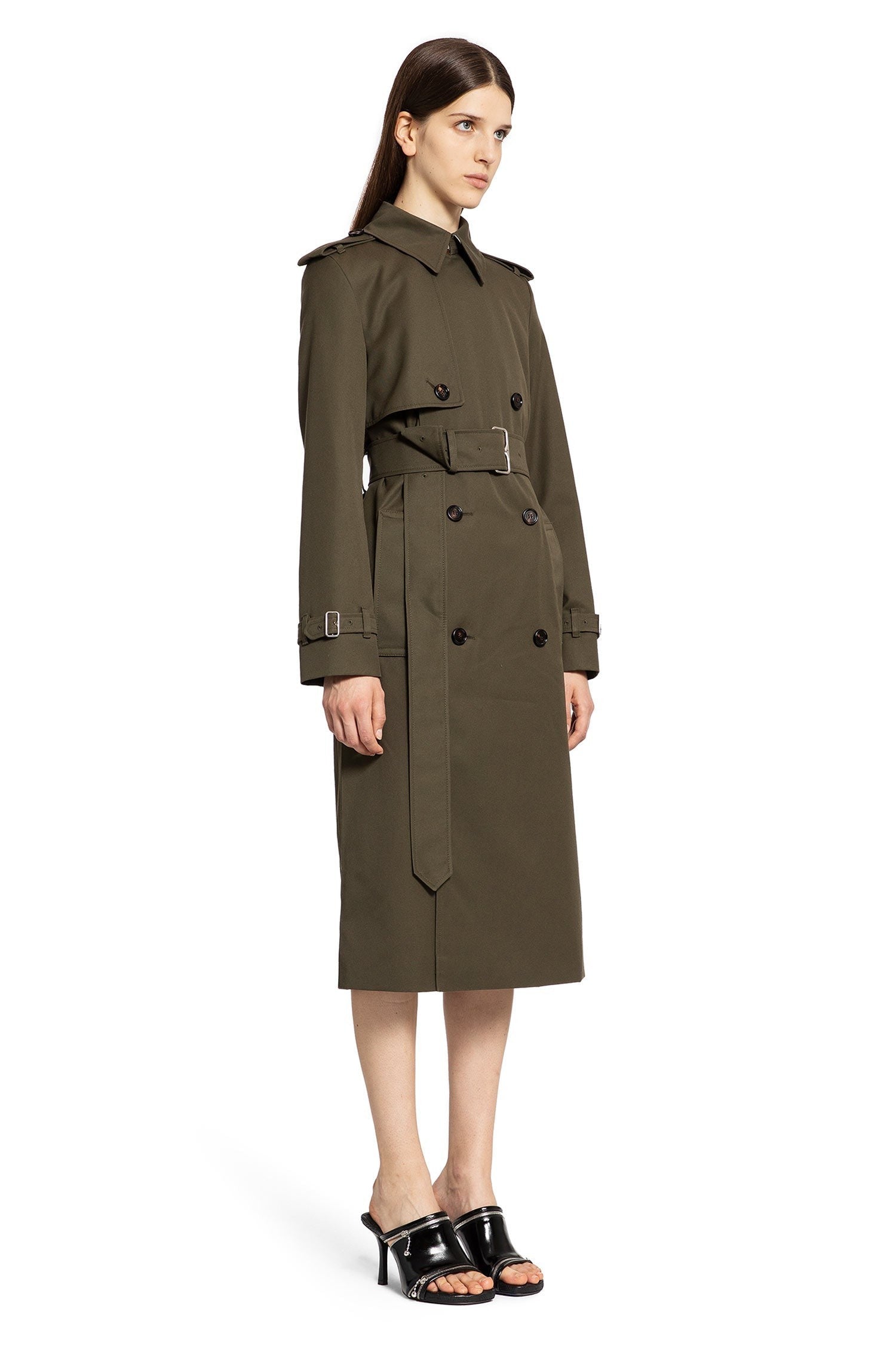 Long Cotton Blend Trench Coat