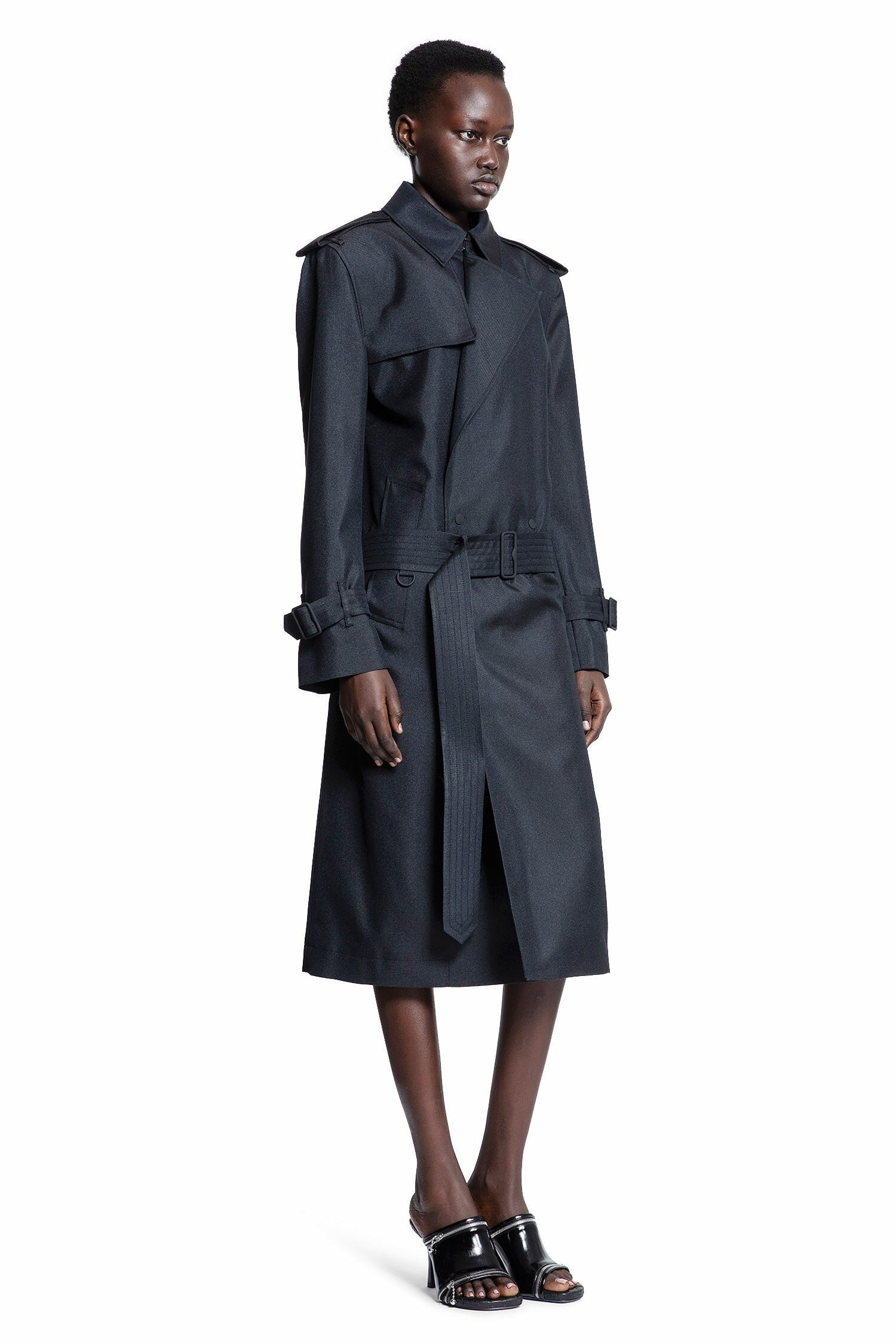 Long Silk Blend Trench Coat