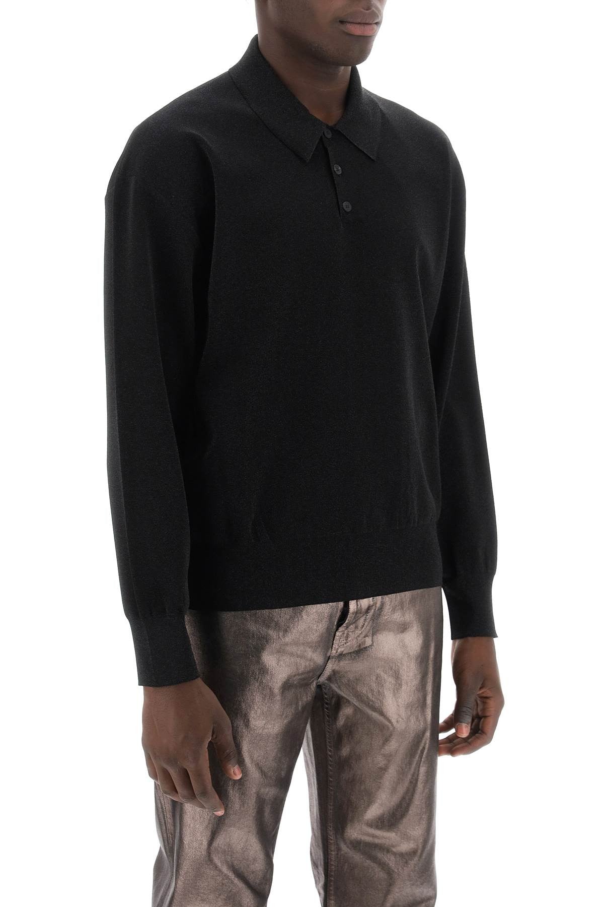 long sleeve lurex polo shirt