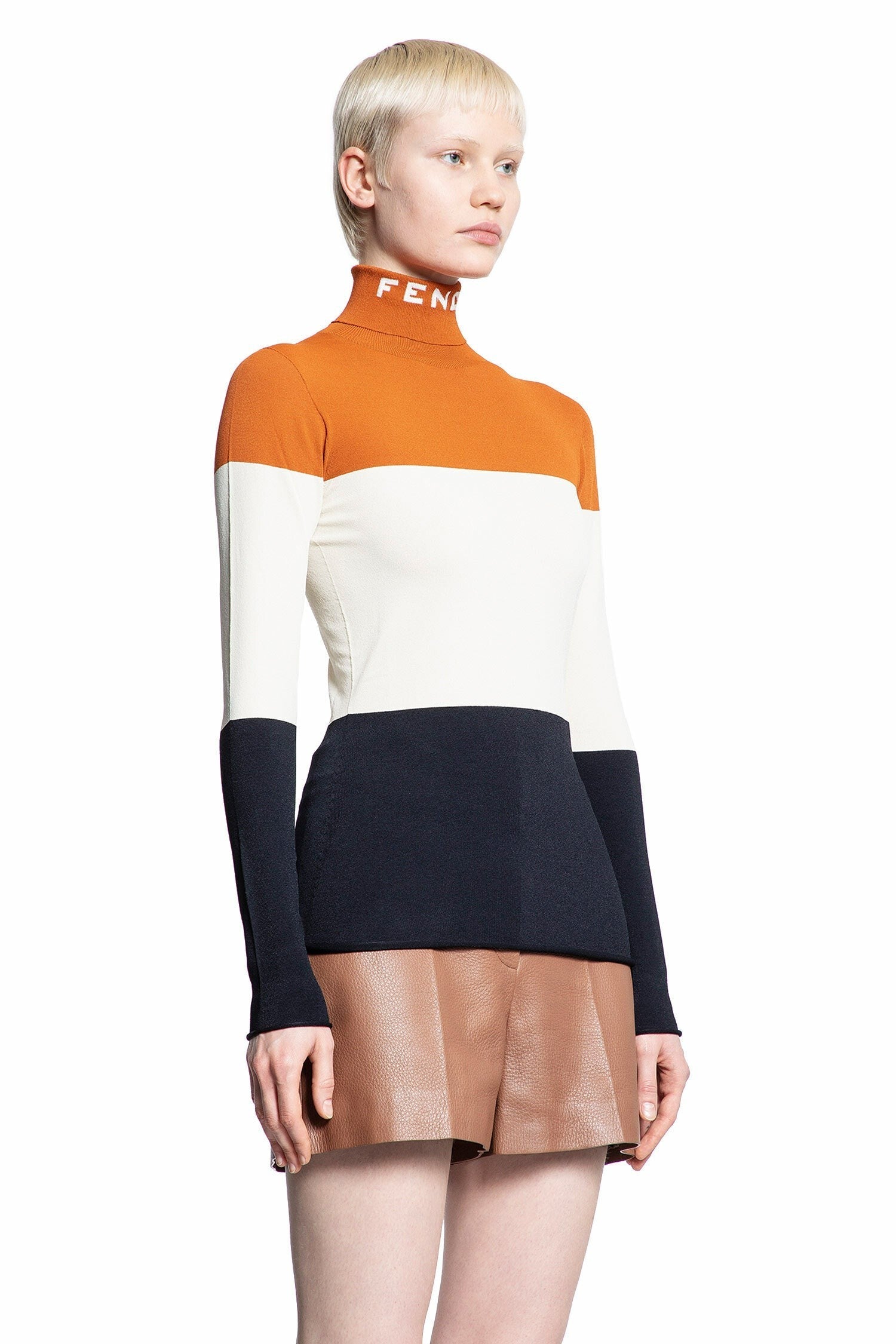 Lycra Turtleneck Colour-Block Jumper