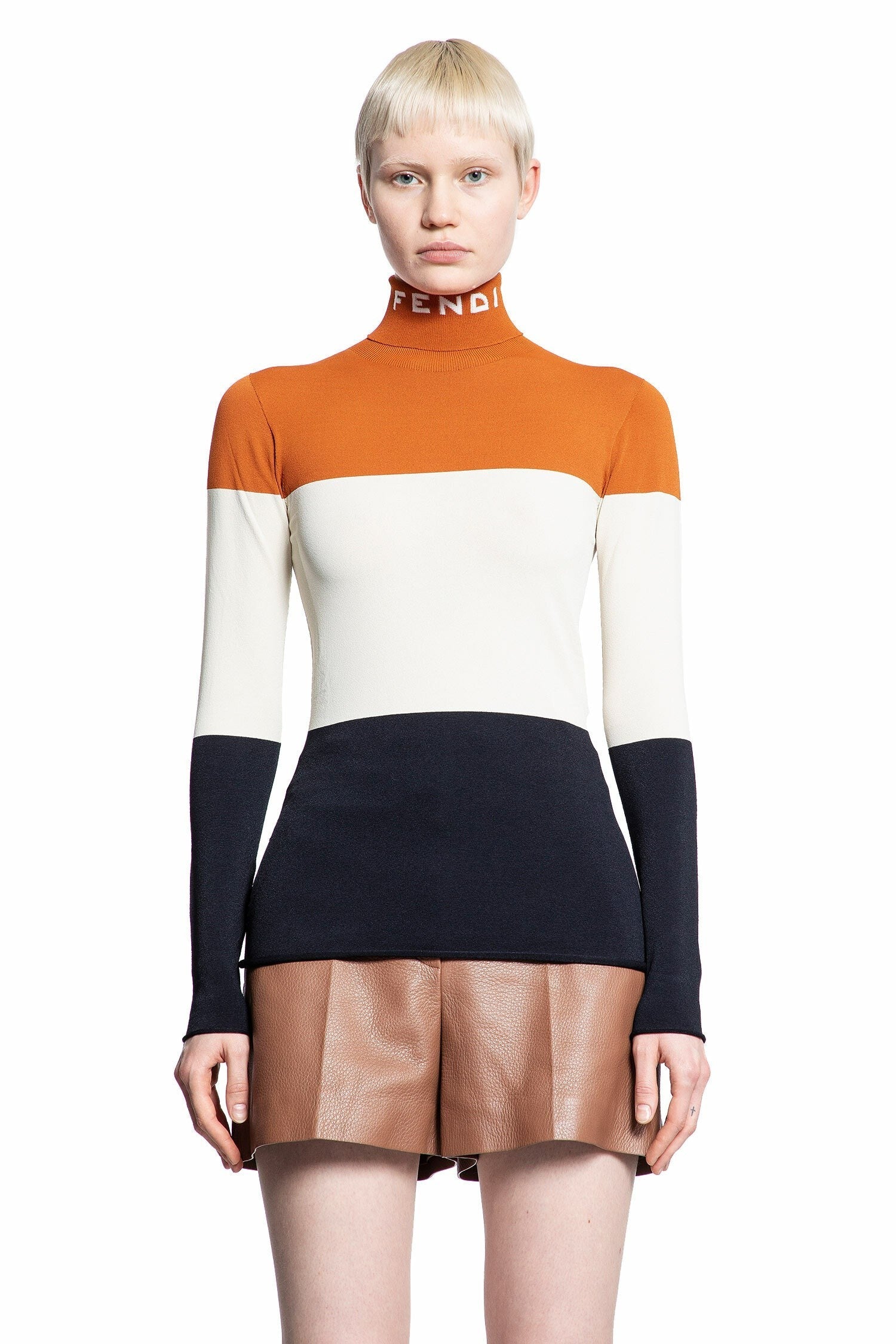 Lycra Turtleneck Colour-Block Jumper