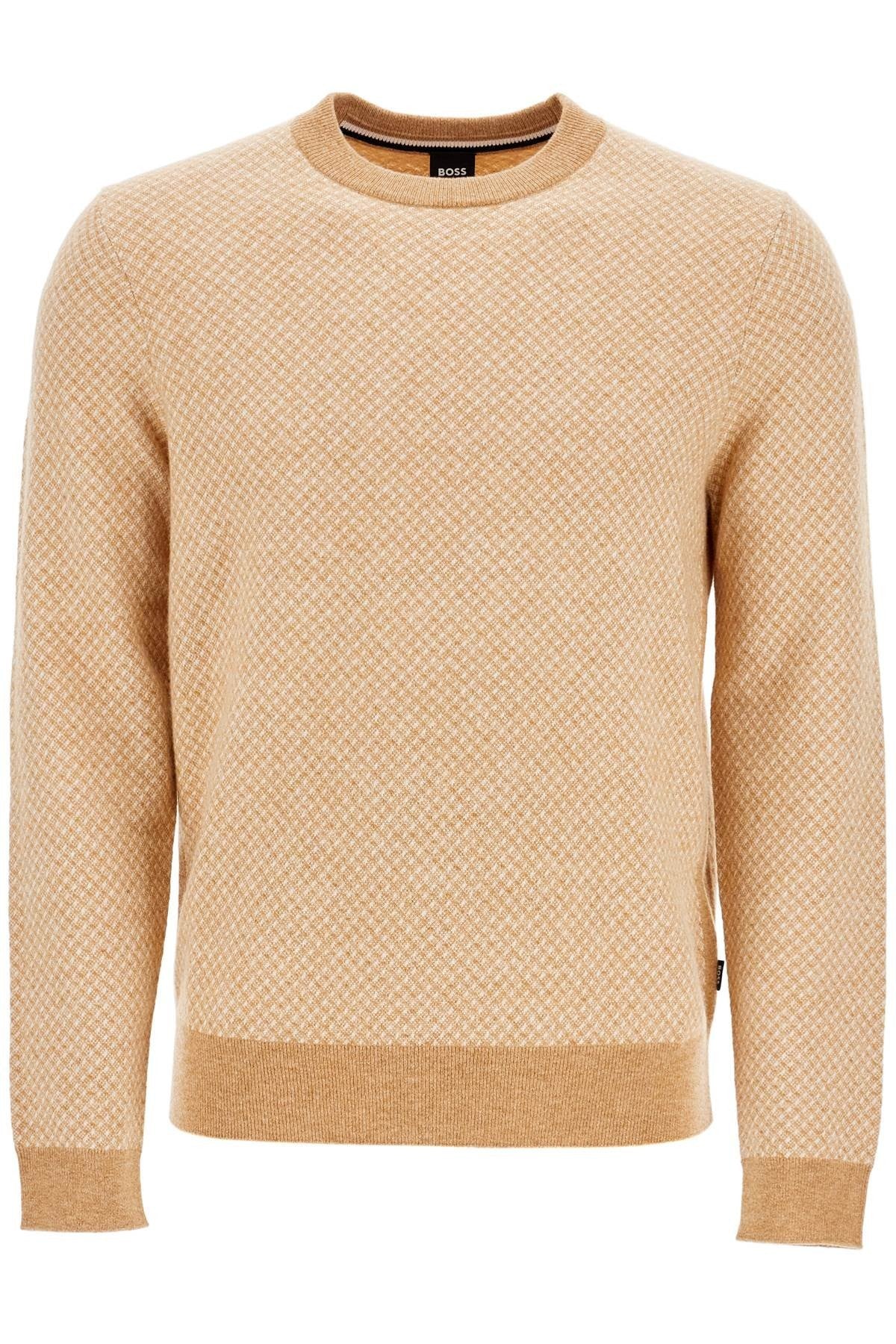 maglia h-eltoro rombo beige medio lana e cotone collo rotondo manica lunga