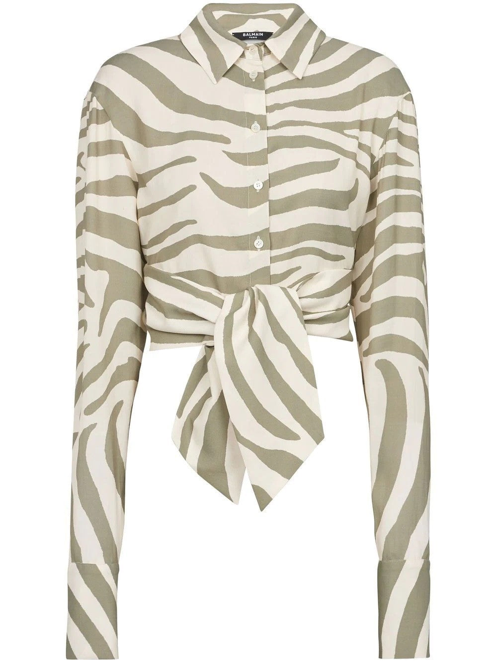 Mao Collar Zebra Printed Shirt