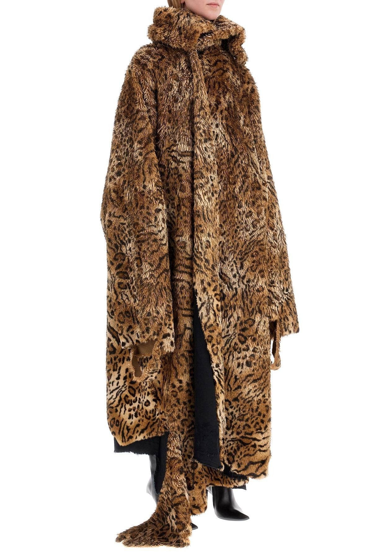 Maxi Faux Fur Coat In Synthetic