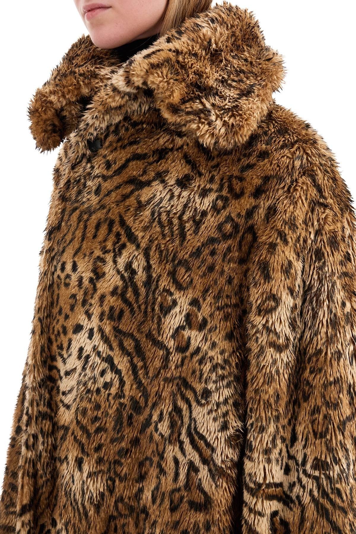 Maxi Faux Fur Coat In Synthetic