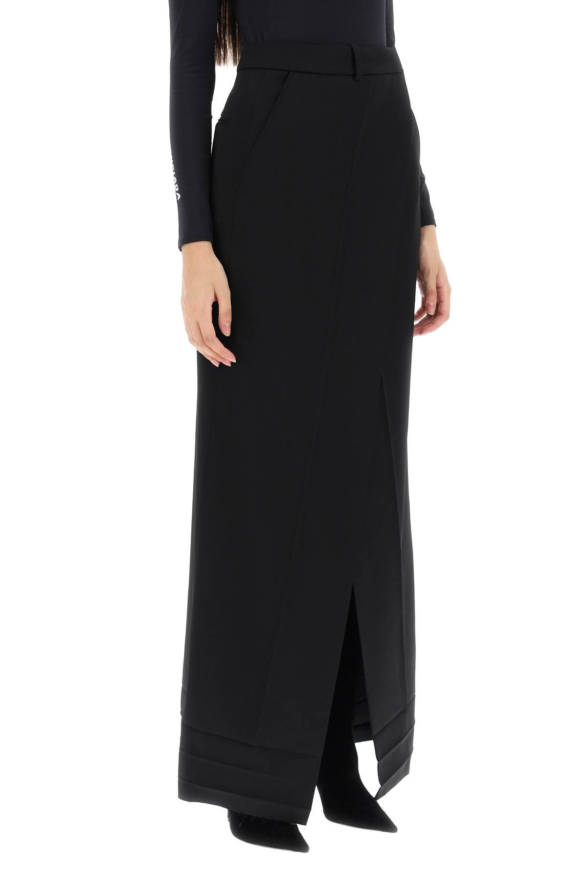 Maxi Wrap Skirt In Light Wool