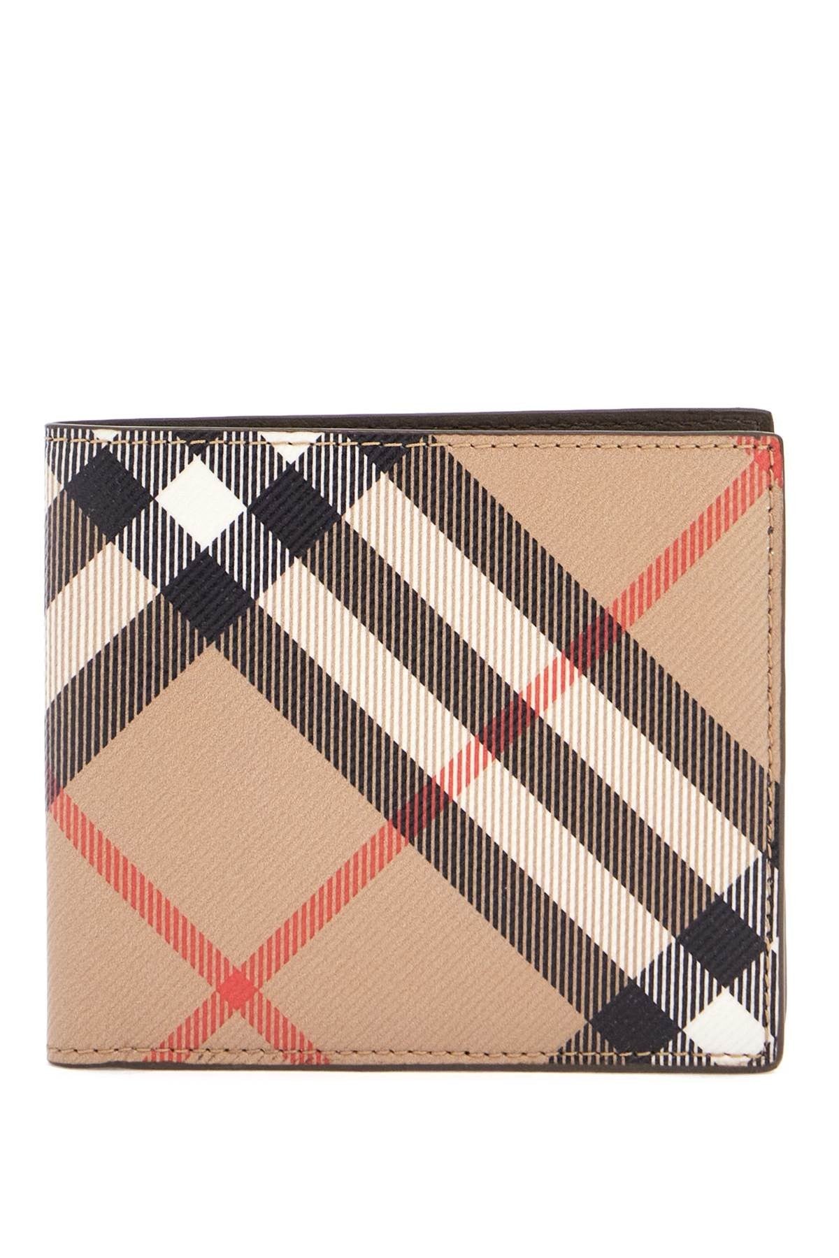 men's beige black red checkered zip wallet