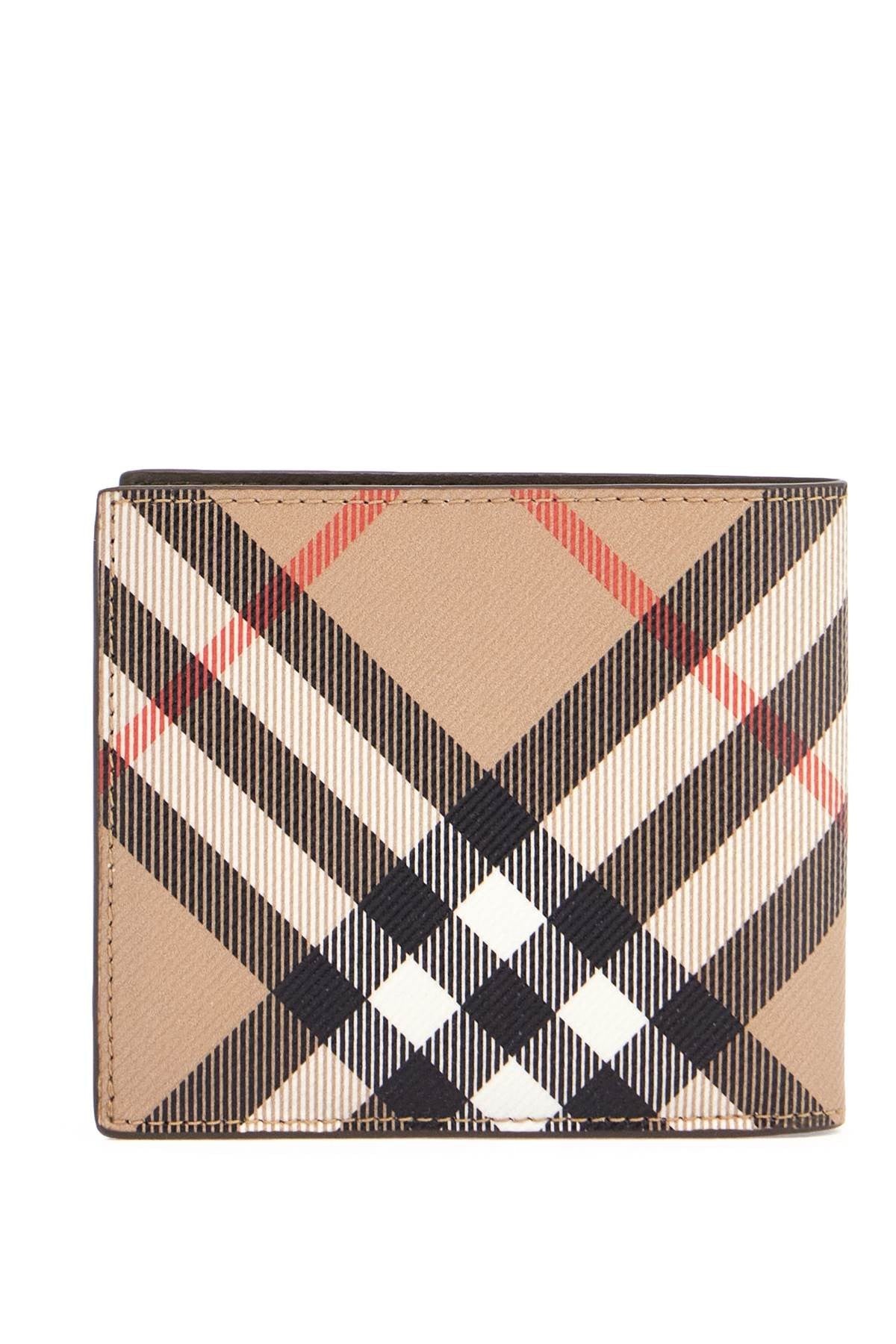 men's beige black red checkered zip wallet
