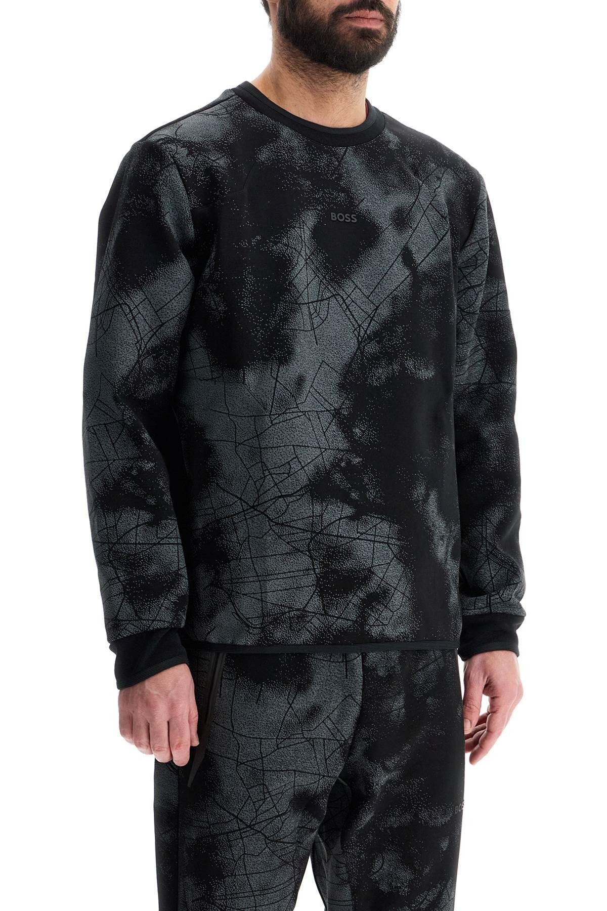 men's black cotton crewneck sweatshirt with gray print