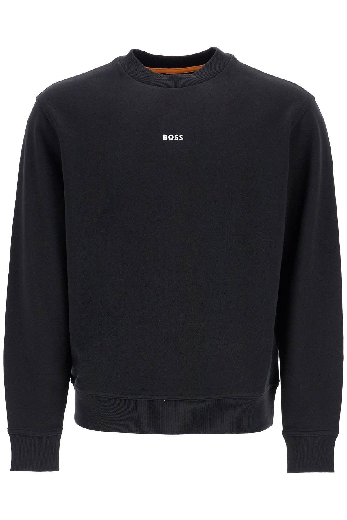 men's black cotton sweatshirt with long sleeves and round neck