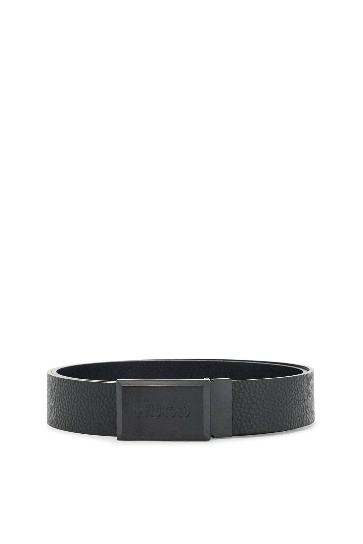 men's black croc-embossed leather belt with metal buckle