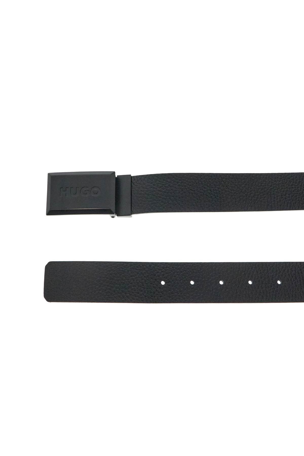 men's black croc-embossed leather belt with metal buckle