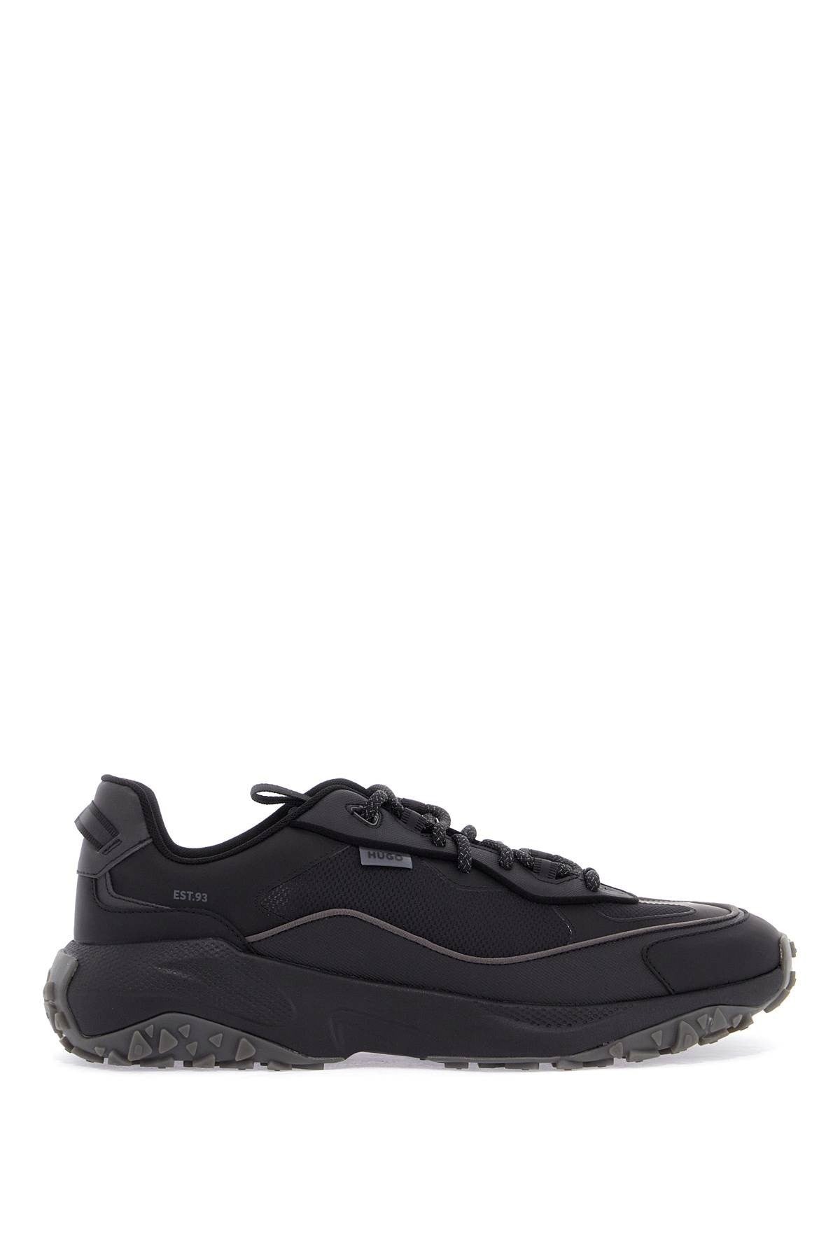 men's black sneakers with rubber sole and mixed materials