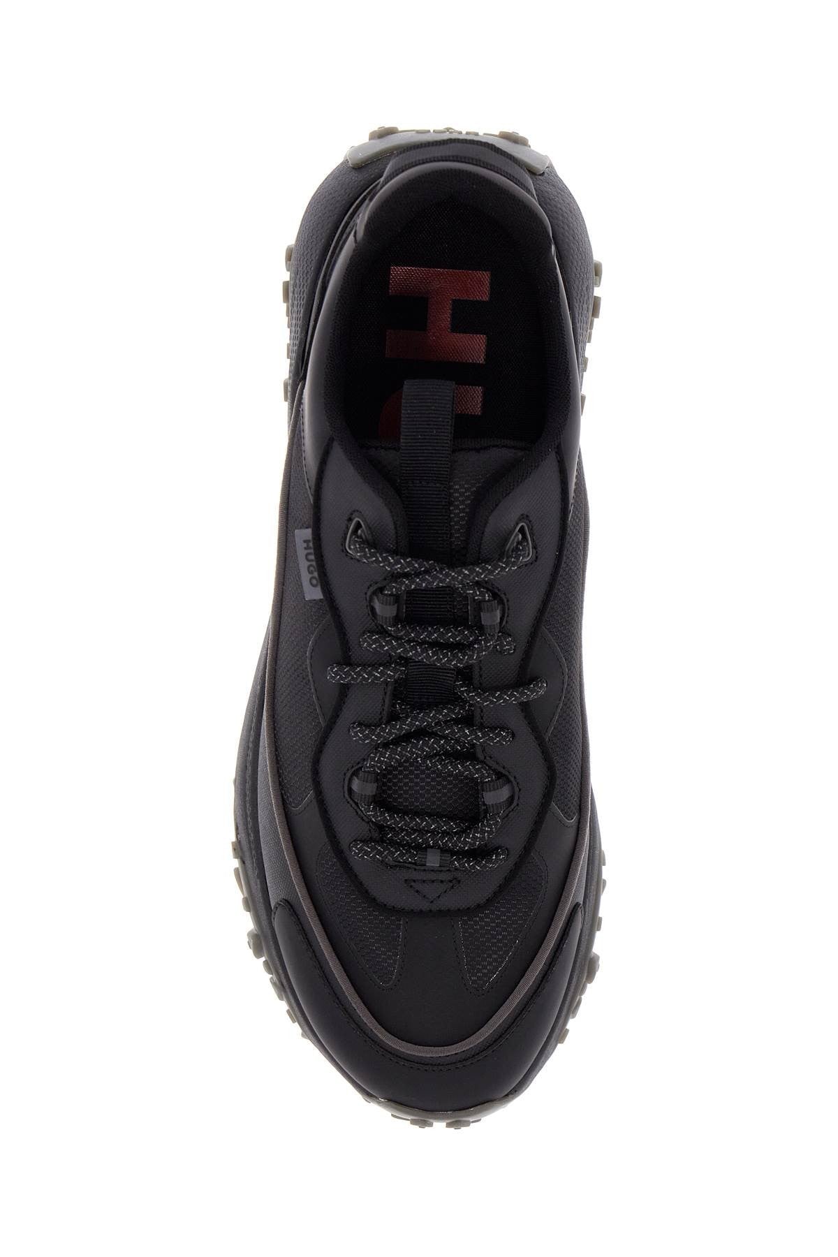 men's black sneakers with rubber sole and mixed materials