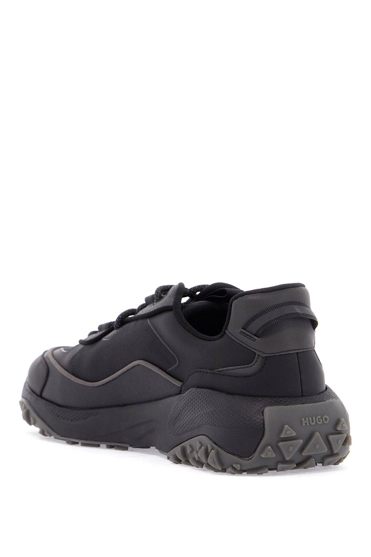 men's black sneakers with rubber sole and mixed materials